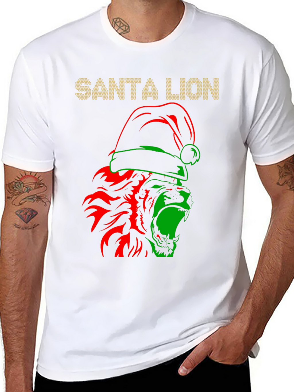 Santa Lion Graphic T-Shirt