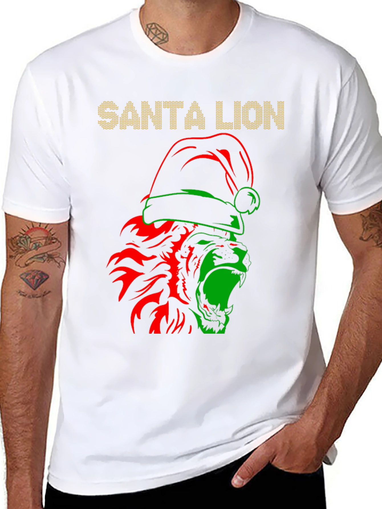 Santa Lion Graphic T-Shirt