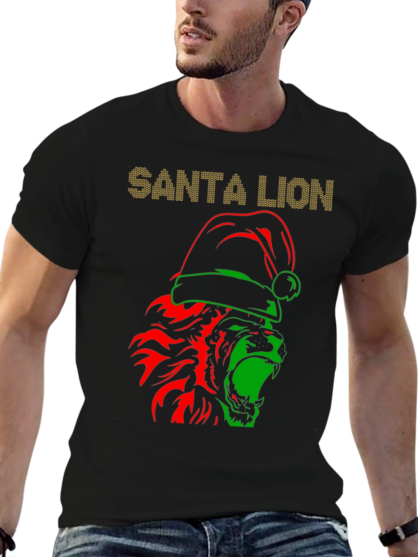 Santa Lion Graphic T-Shirt