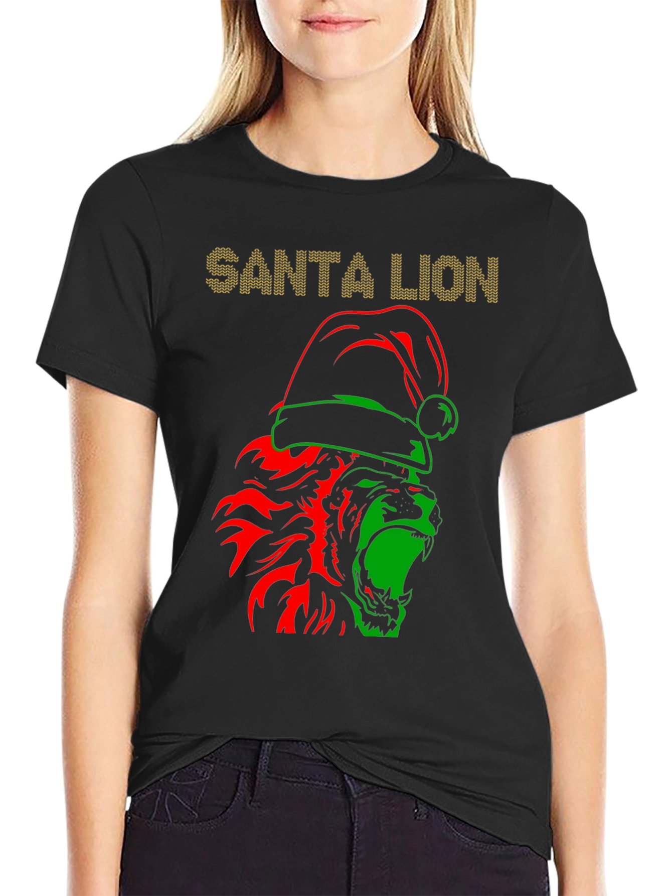 Santa Lion Graphic T-Shirt