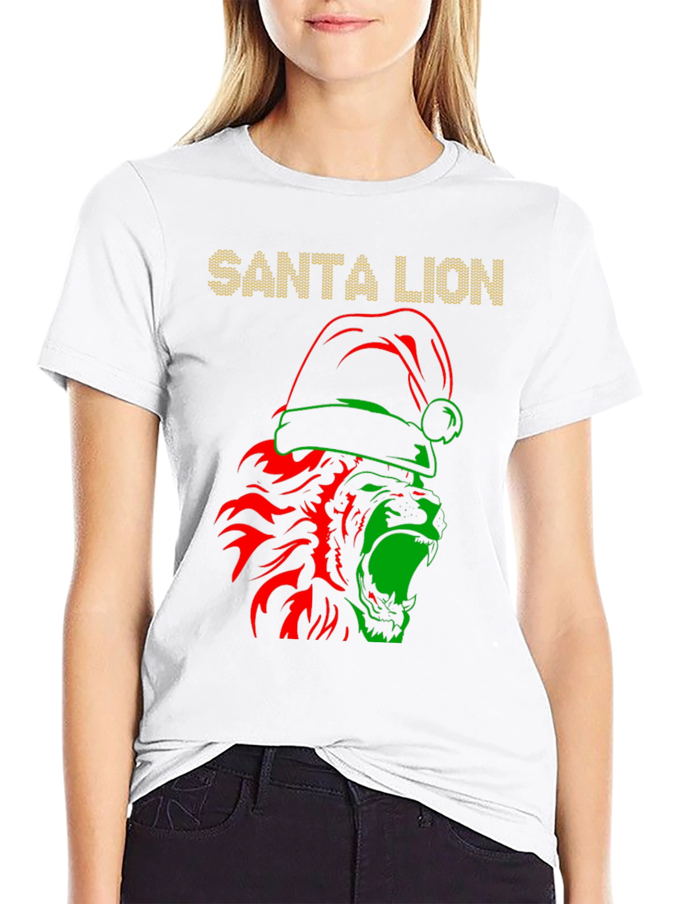 Santa Lion Graphic T-Shirt