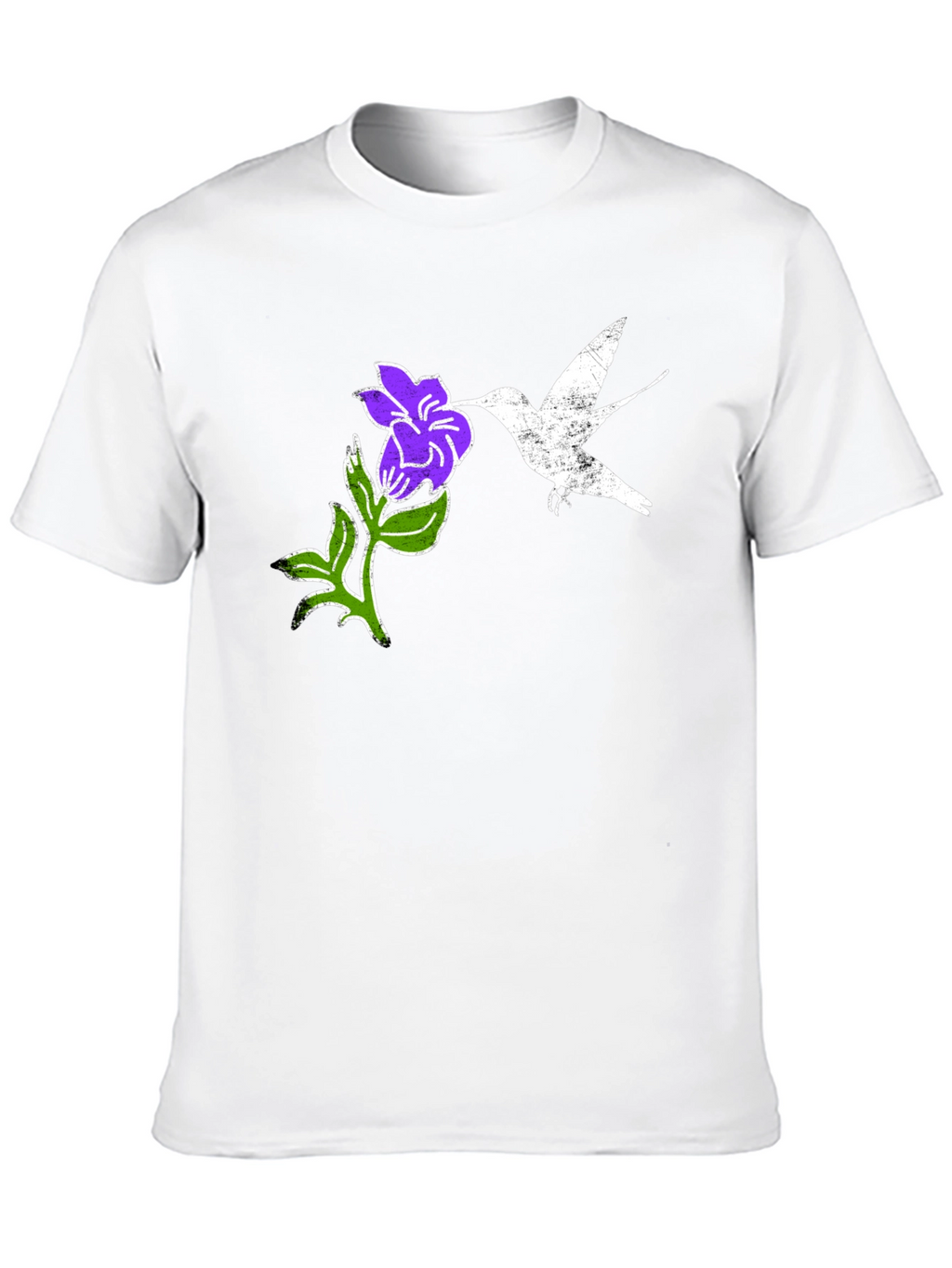 Hummingbird & Flower Graphic Tee - Black