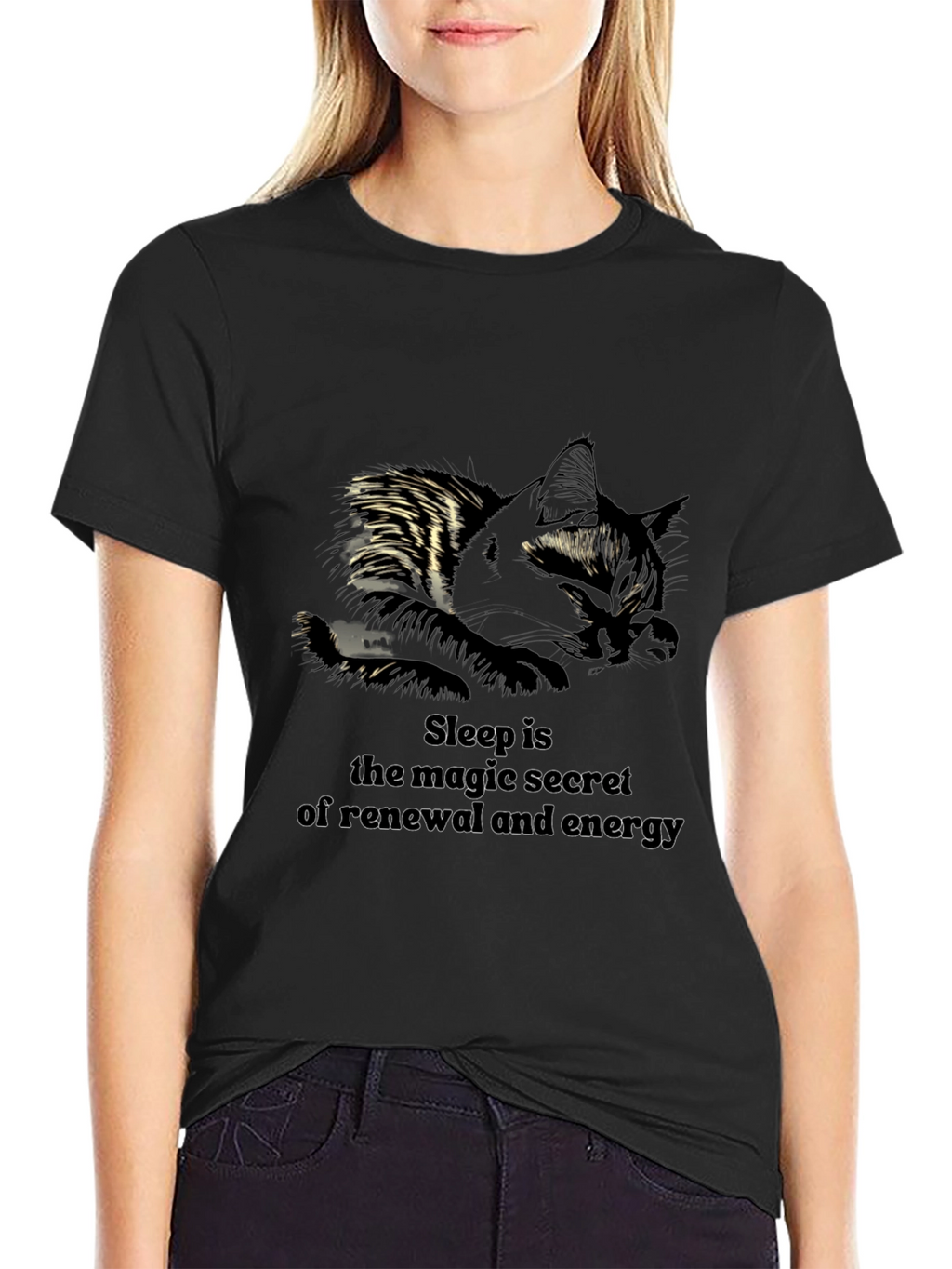 Sleepy Cat T-Shirt - Magic of Renewal & Energy