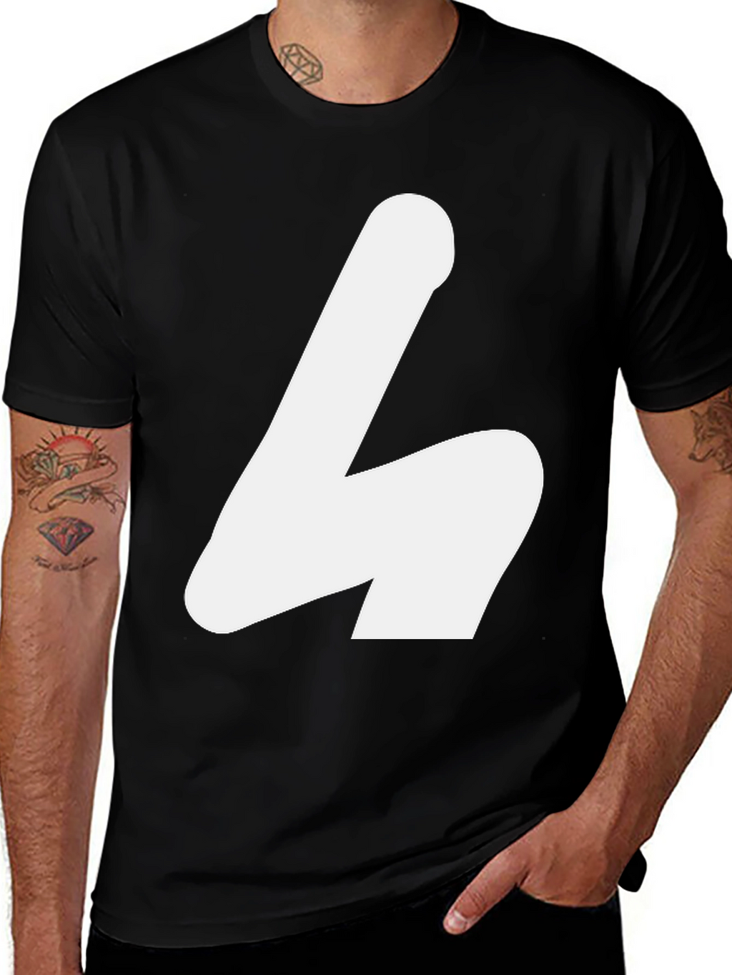 White Shape on Black Tee
