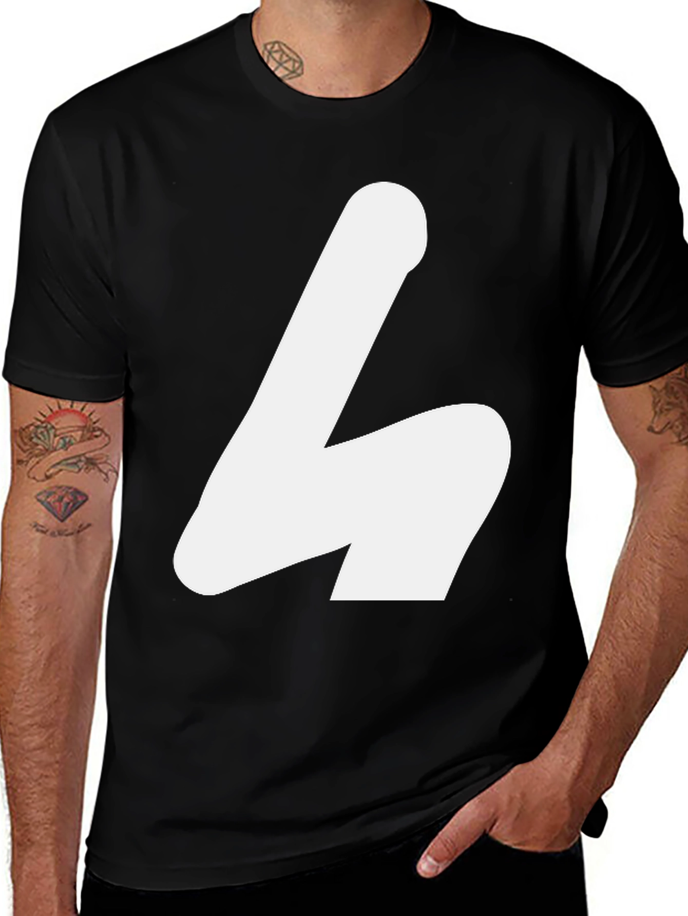White Shape on Black Tee