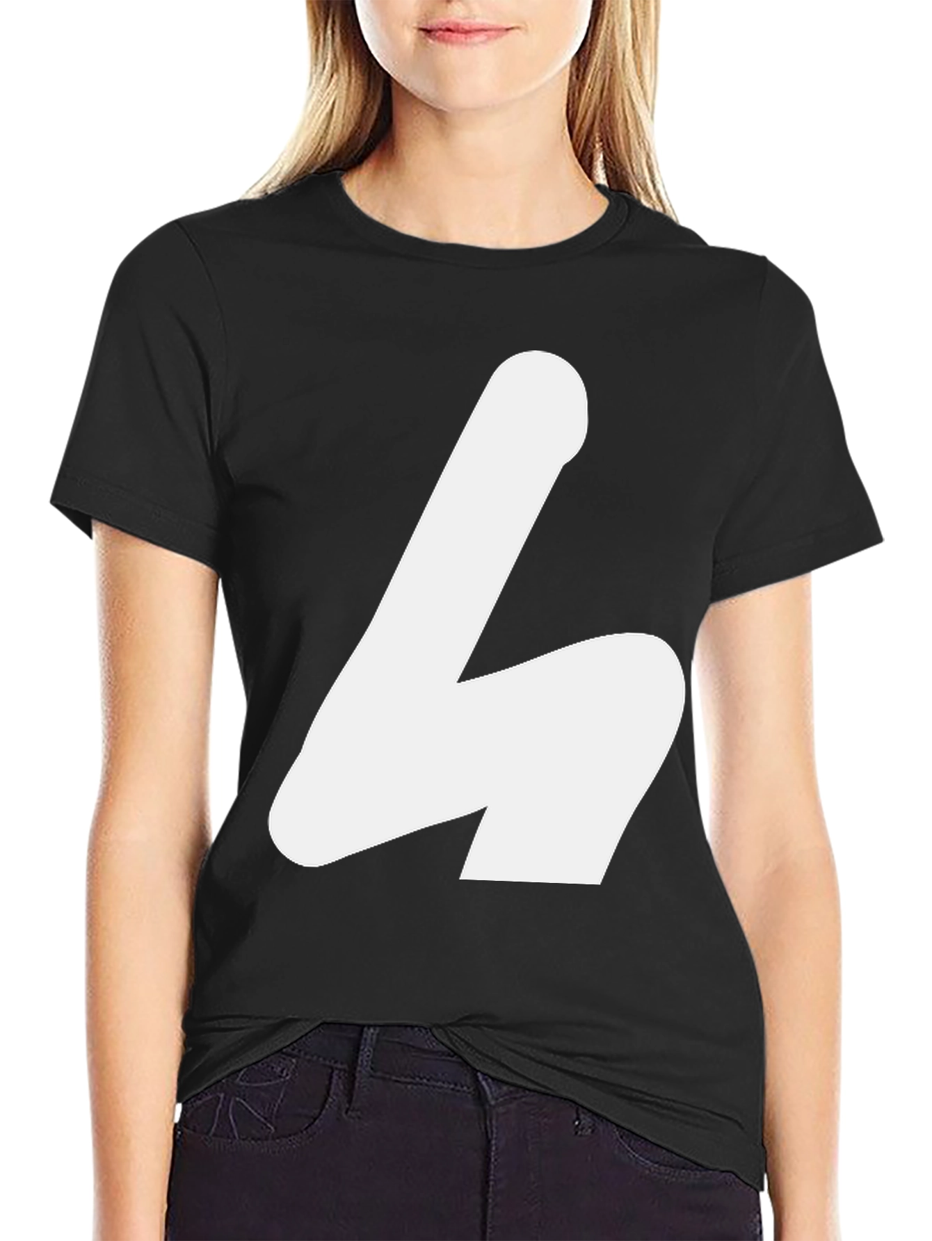 White Shape on Black Tee