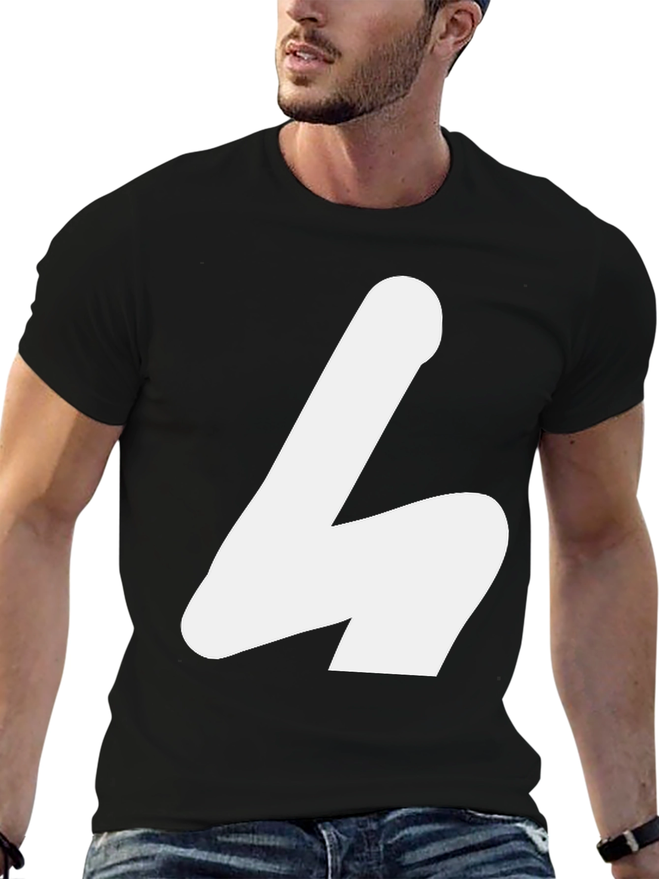 White Shape on Black Tee