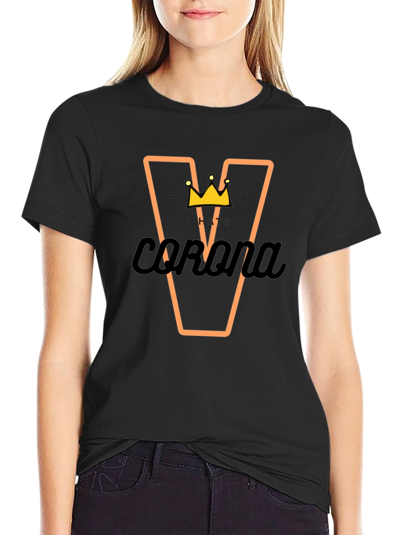 I Hate Corona T-Shirt - Black Graphic Tee