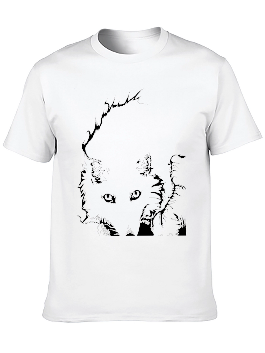 Abstract Face Line Art Black T-Shirt