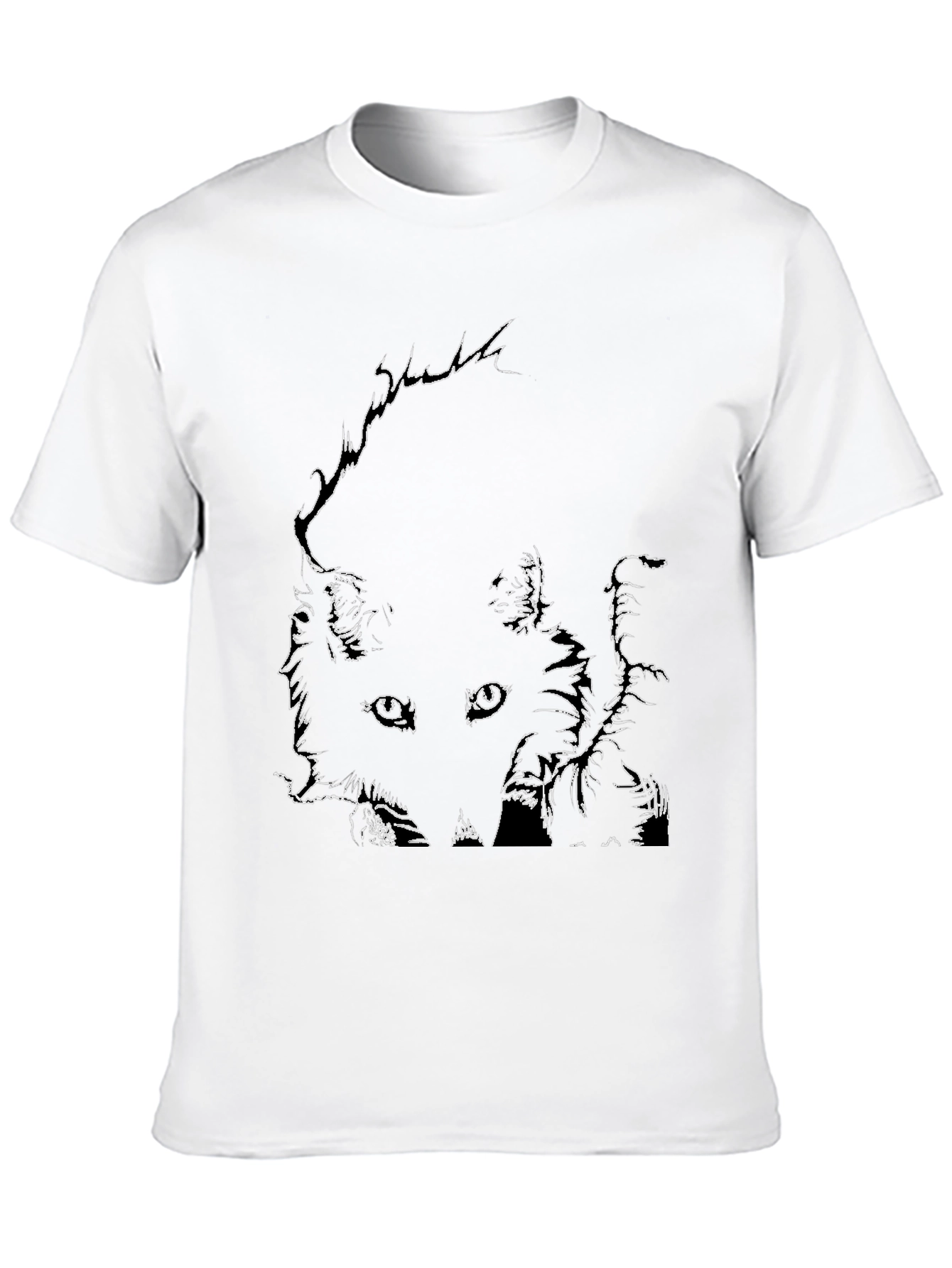 Abstract Face Line Art Black T-Shirt