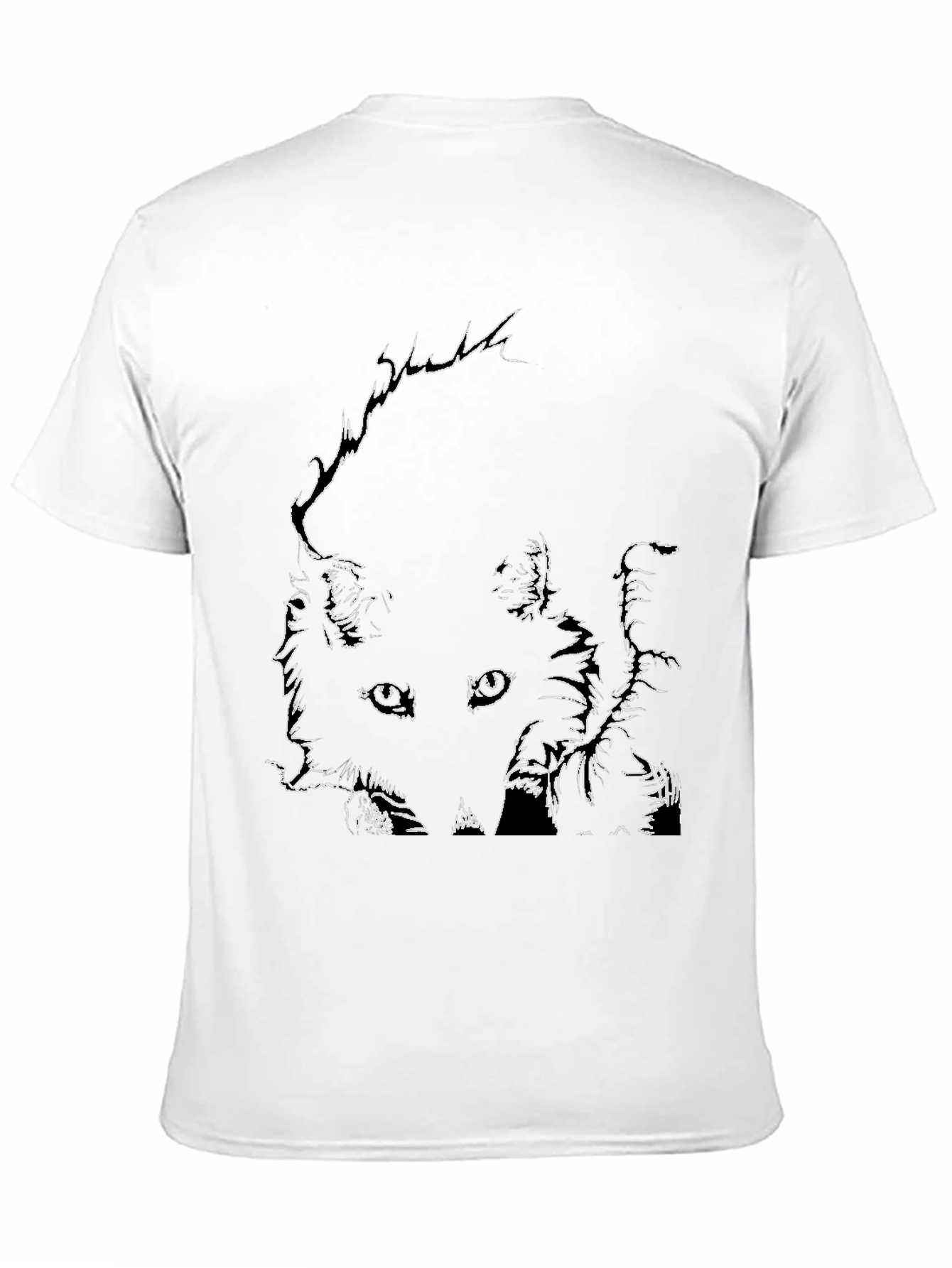 Abstract Face Line Art Black T-Shirt