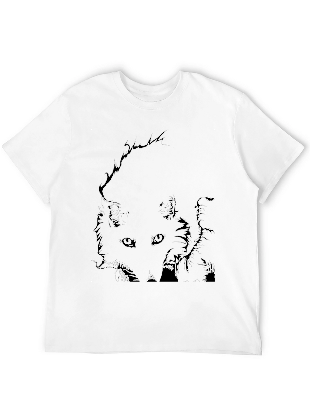 Abstract Face Line Art Black T-Shirt