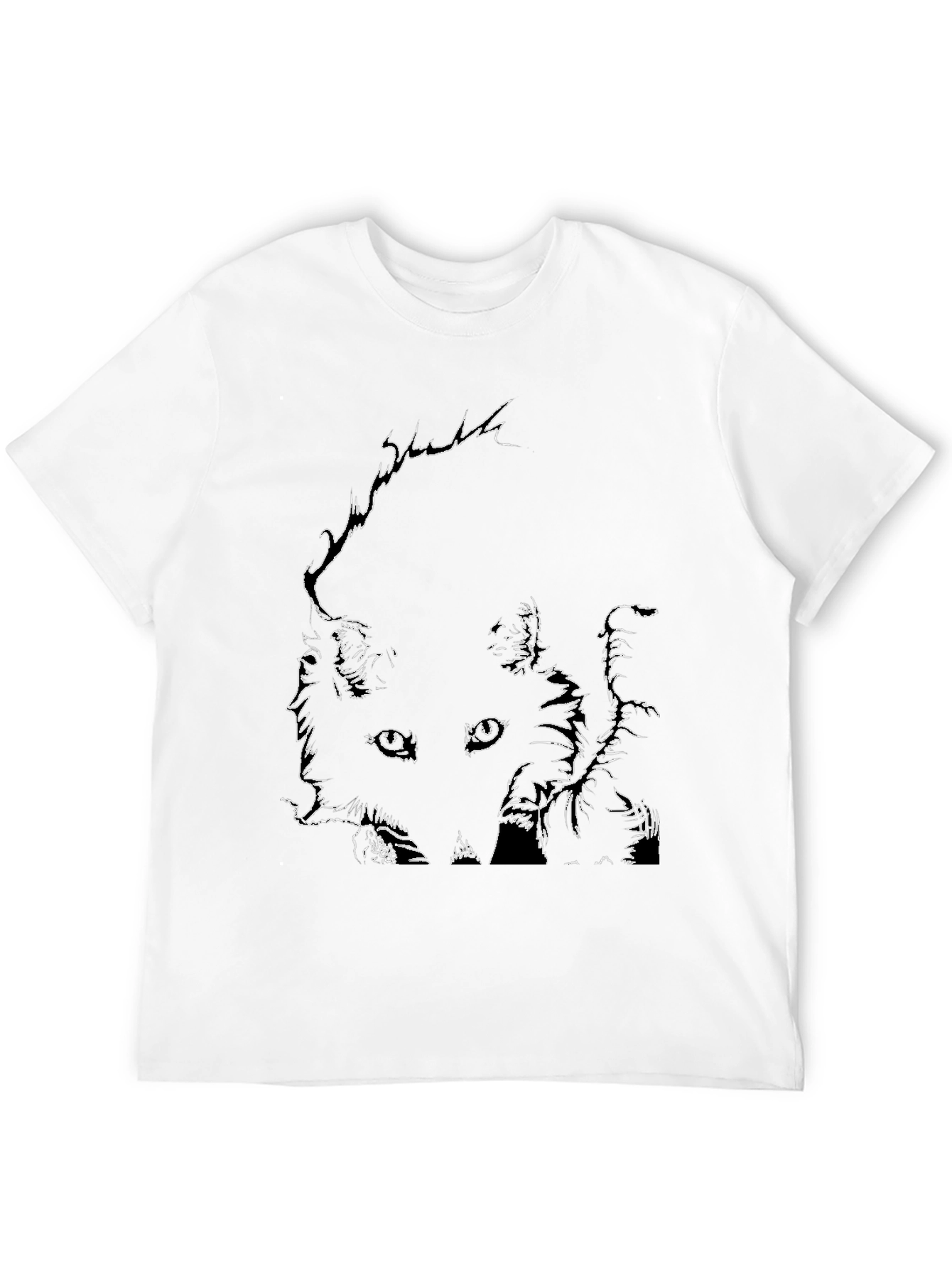 Abstract Face Line Art Black T-Shirt