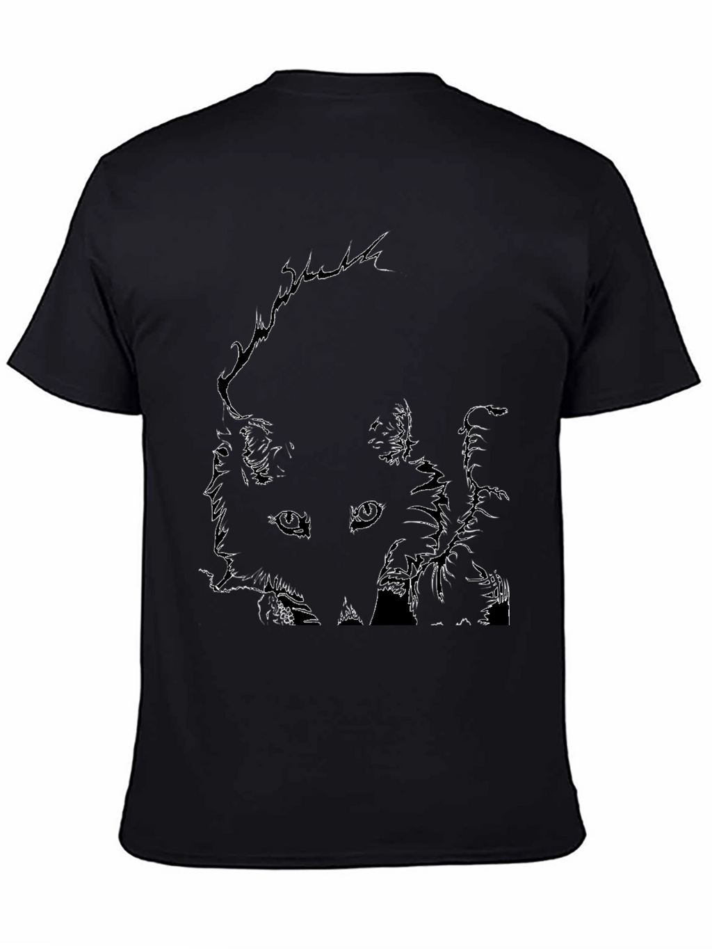 Abstract Face Line Art Black T-Shirt