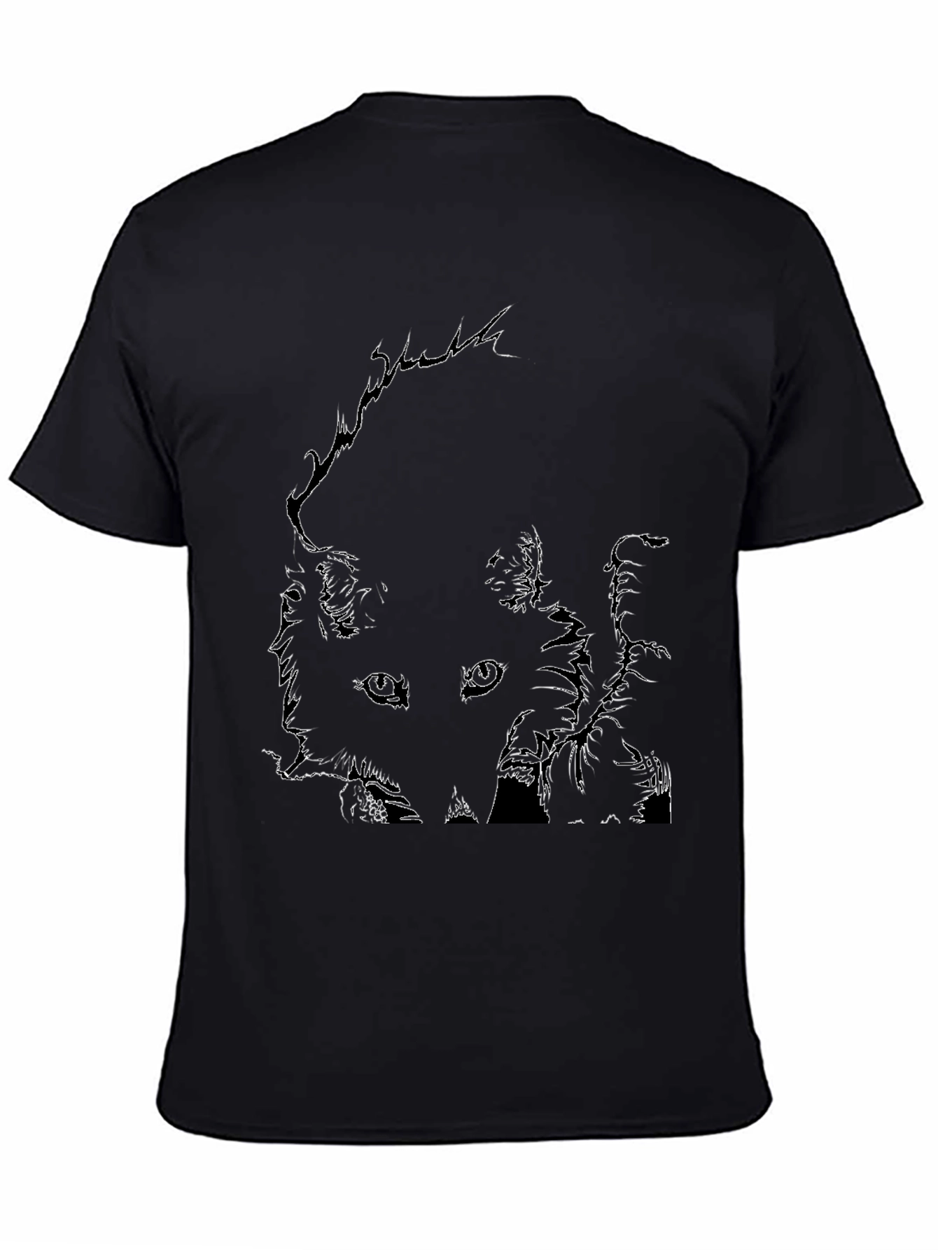 Abstract Face Line Art Black T-Shirt
