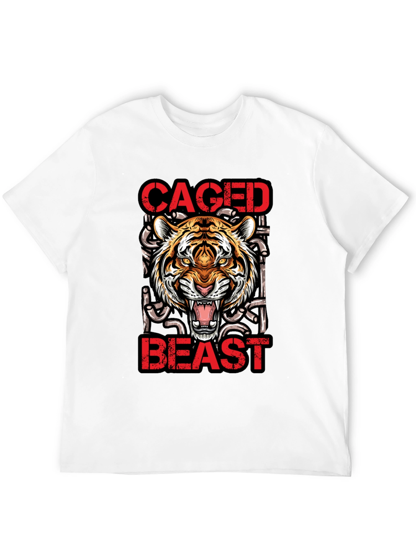 Caged Beast Tiger Graphic Tee - Unleash Your Wild Side!