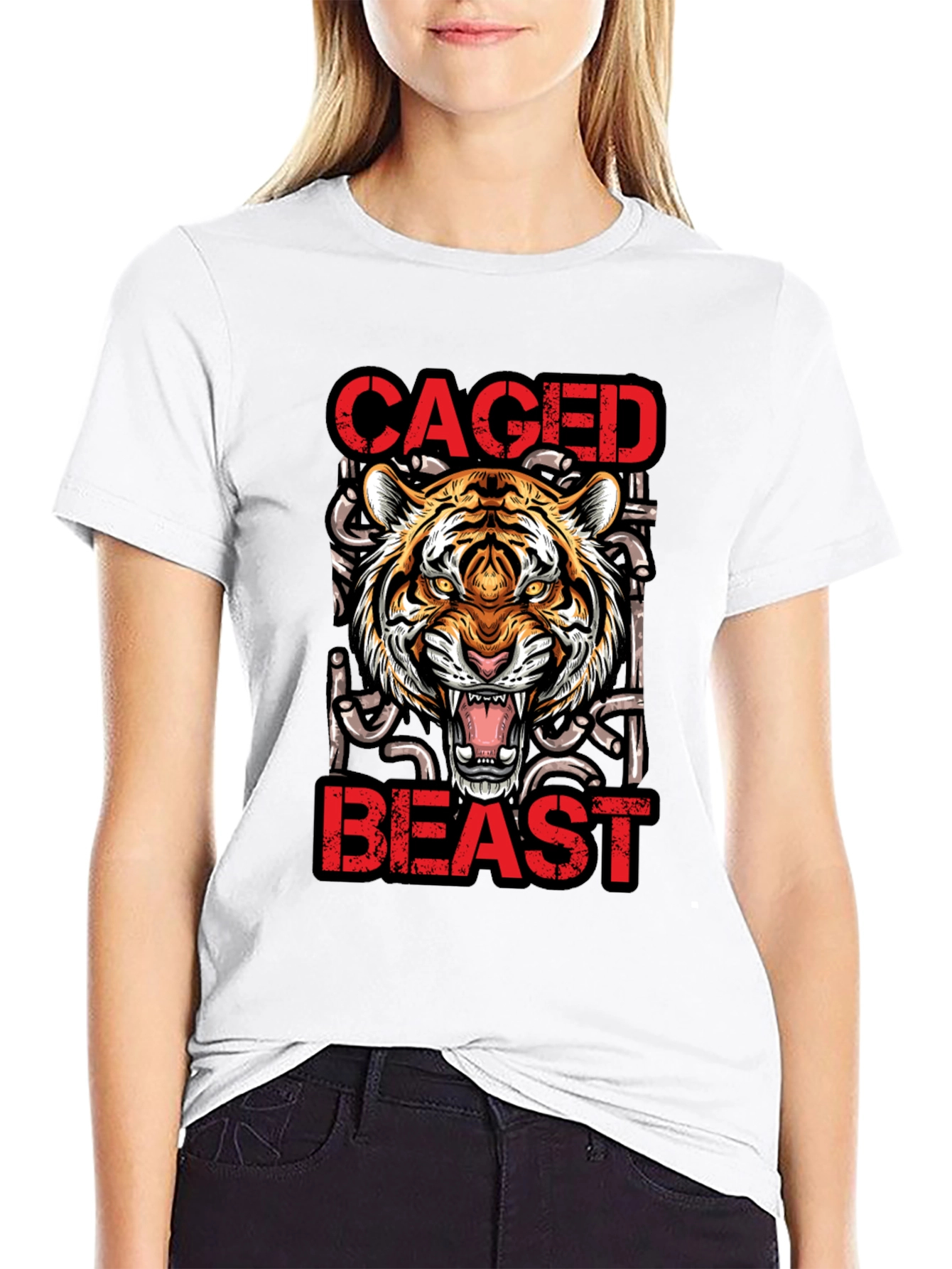 Caged Beast Tiger Graphic Tee - Unleash Your Wild Side!