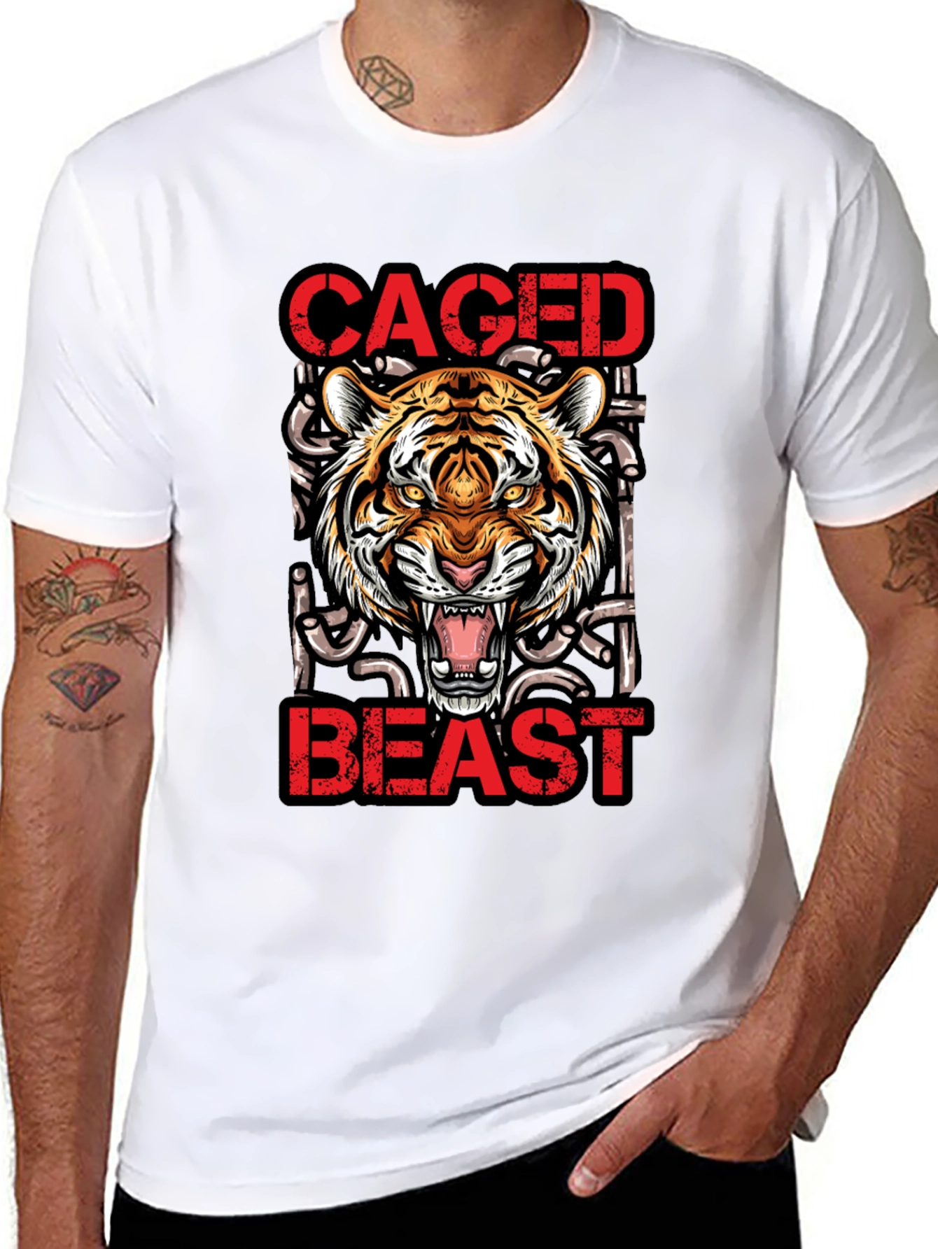Caged Beast Tiger Graphic Tee - Unleash Your Wild Side!