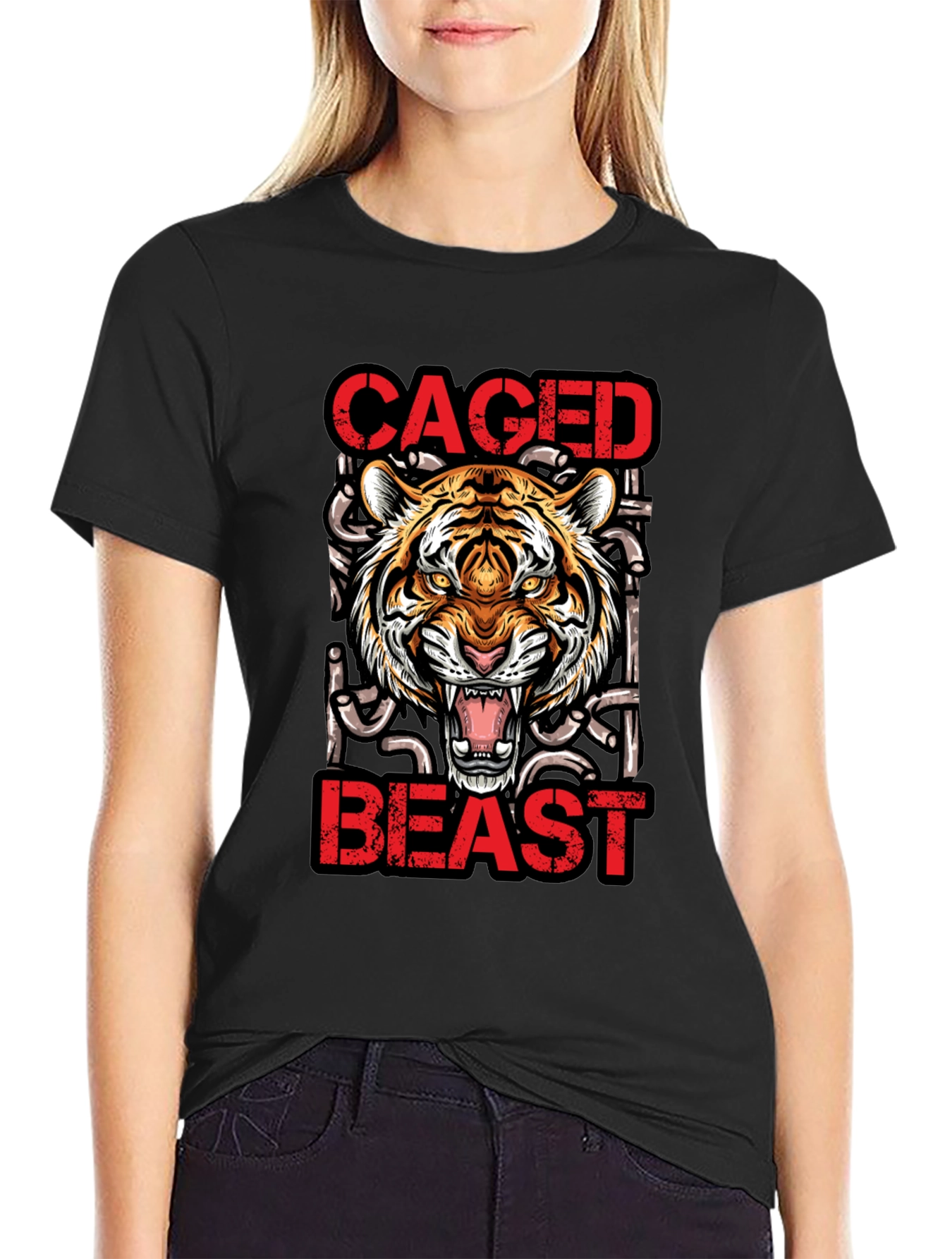 Caged Beast Tiger Graphic Tee - Unleash Your Wild Side!