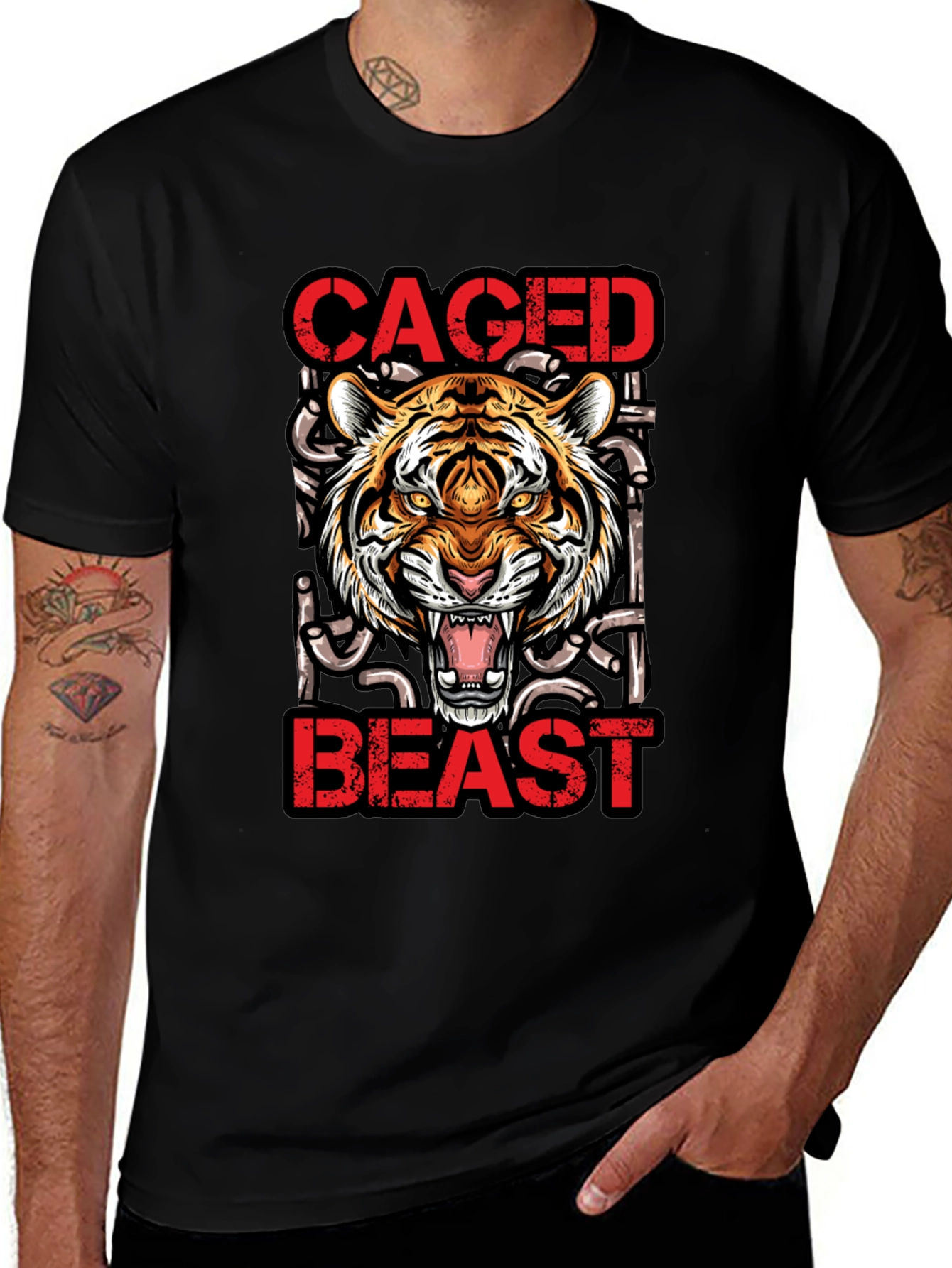 Caged Beast Tiger Graphic Tee - Unleash Your Wild Side!