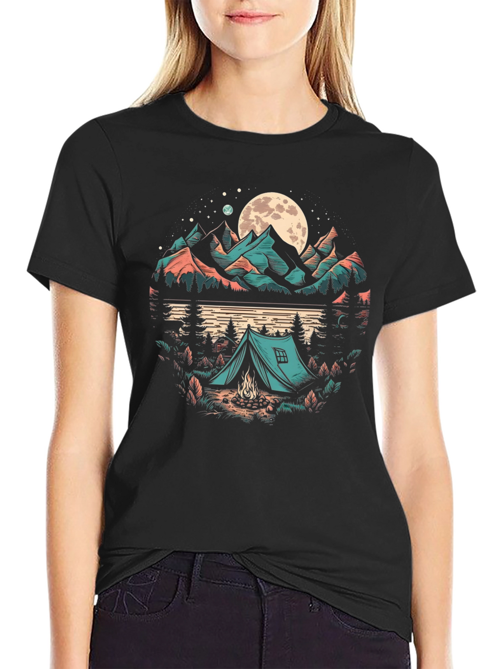 Camping Under the Moon Graphic Tee