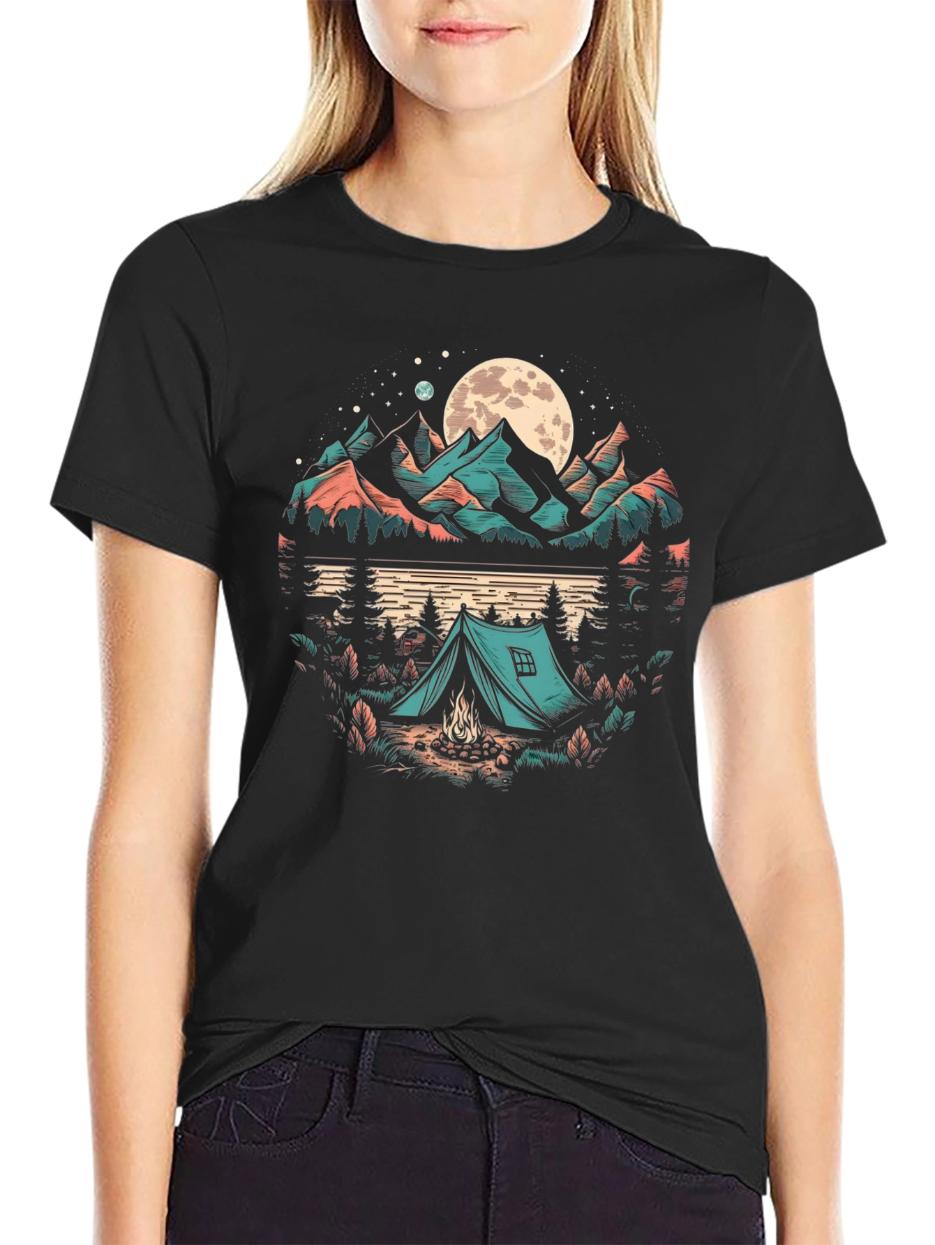 Camping Under the Moon Graphic Tee