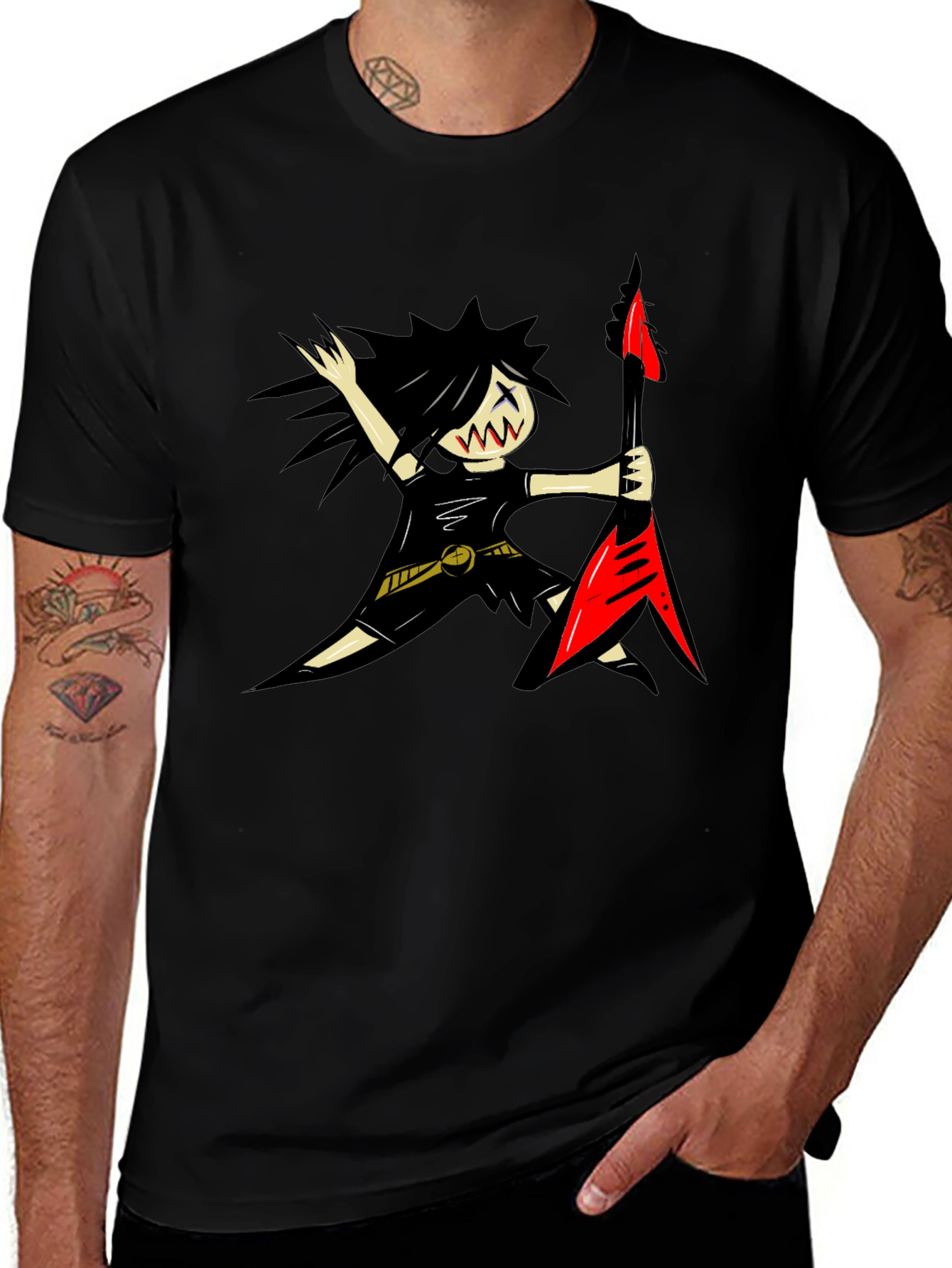 Cartoon Rocker T-Shirt - Fun Music Lover Tee
