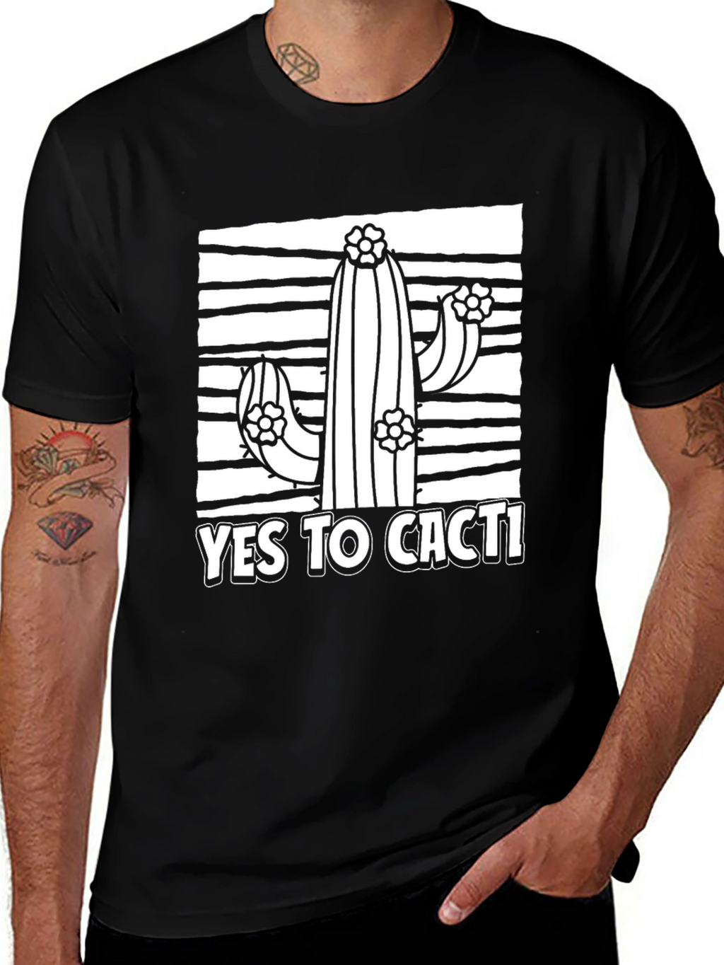 Yes to Cacti Graphic T-Shirt - Black