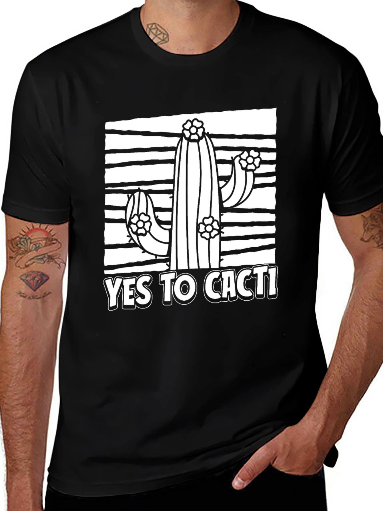 Yes to Cacti Graphic T-Shirt - Black