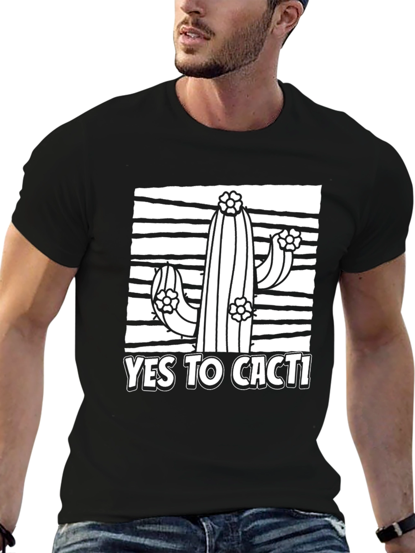 Yes to Cacti Graphic T-Shirt - Black