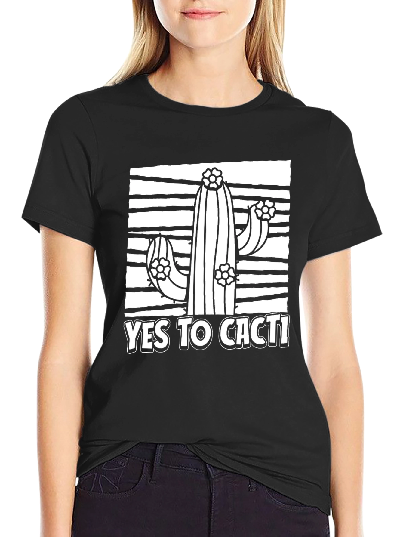 Yes to Cacti Graphic T-Shirt - Black
