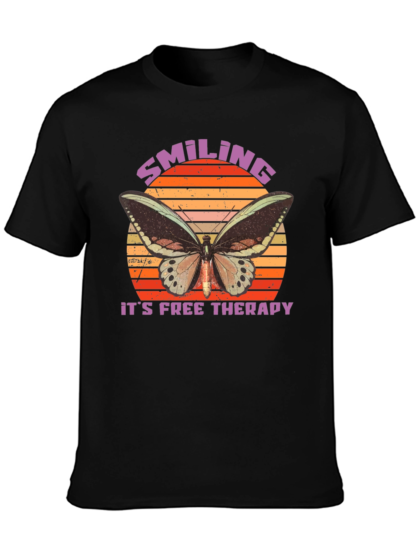 Smiling Free Therapy Butterfly Graphic T-Shirt