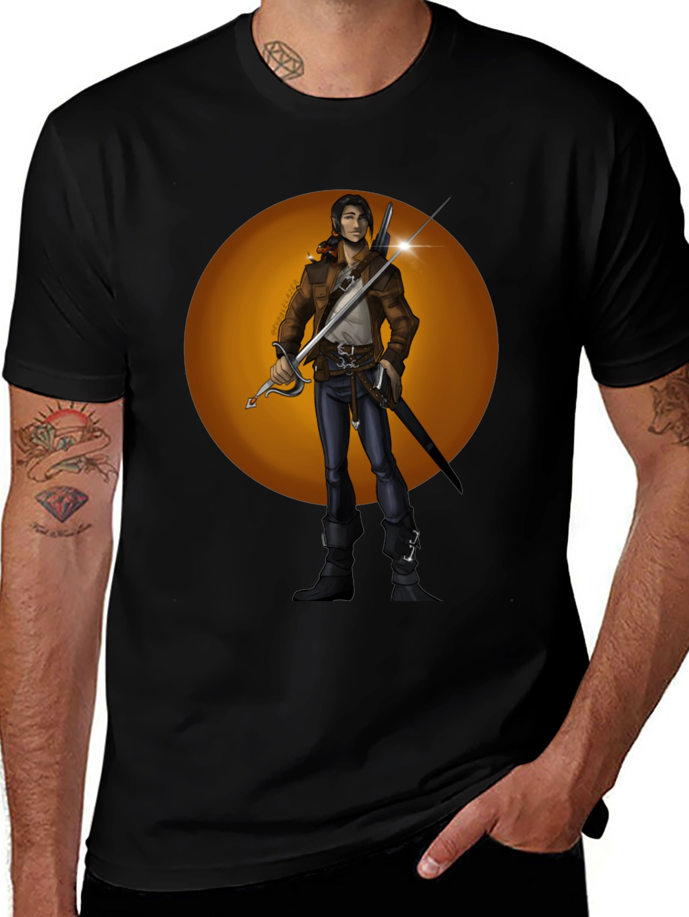 Fantasy Swordsman Graphic T-Shirt