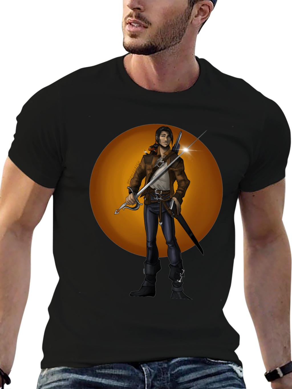 Fantasy Swordsman Graphic T-Shirt