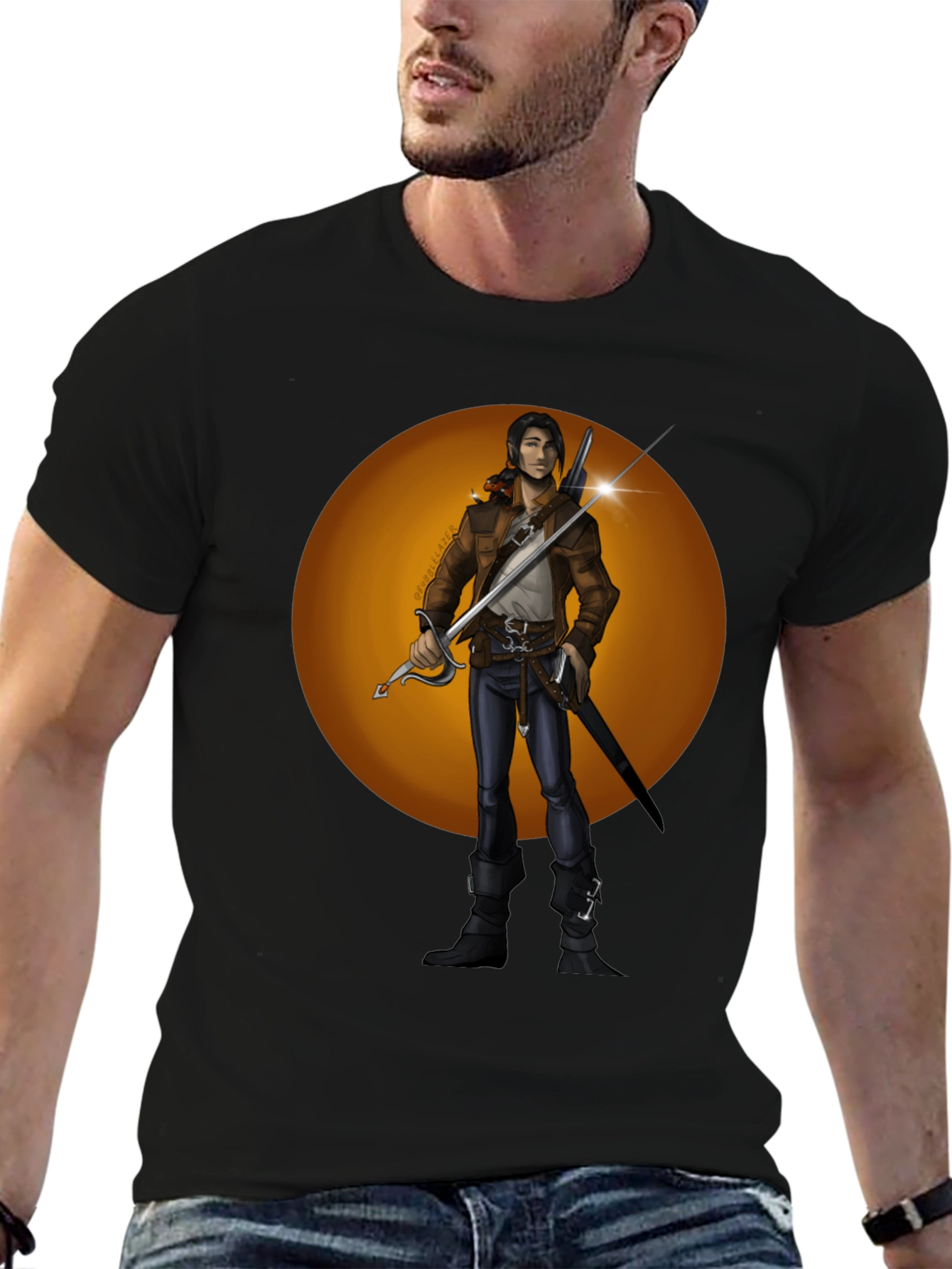 Fantasy Swordsman Graphic T-Shirt