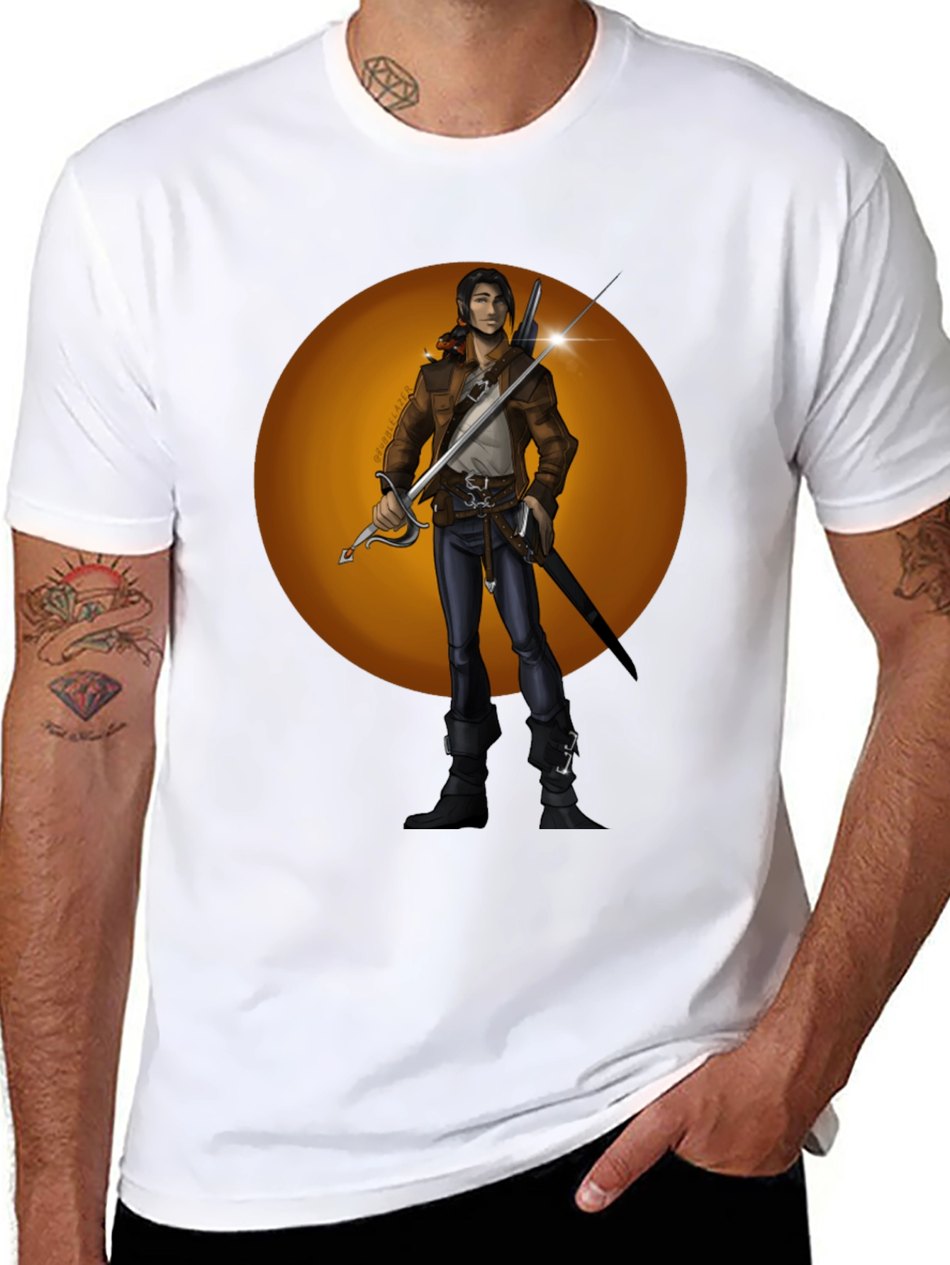 Fantasy Swordsman Graphic T-Shirt