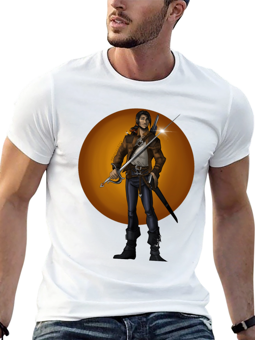 Fantasy Swordsman Graphic T-Shirt