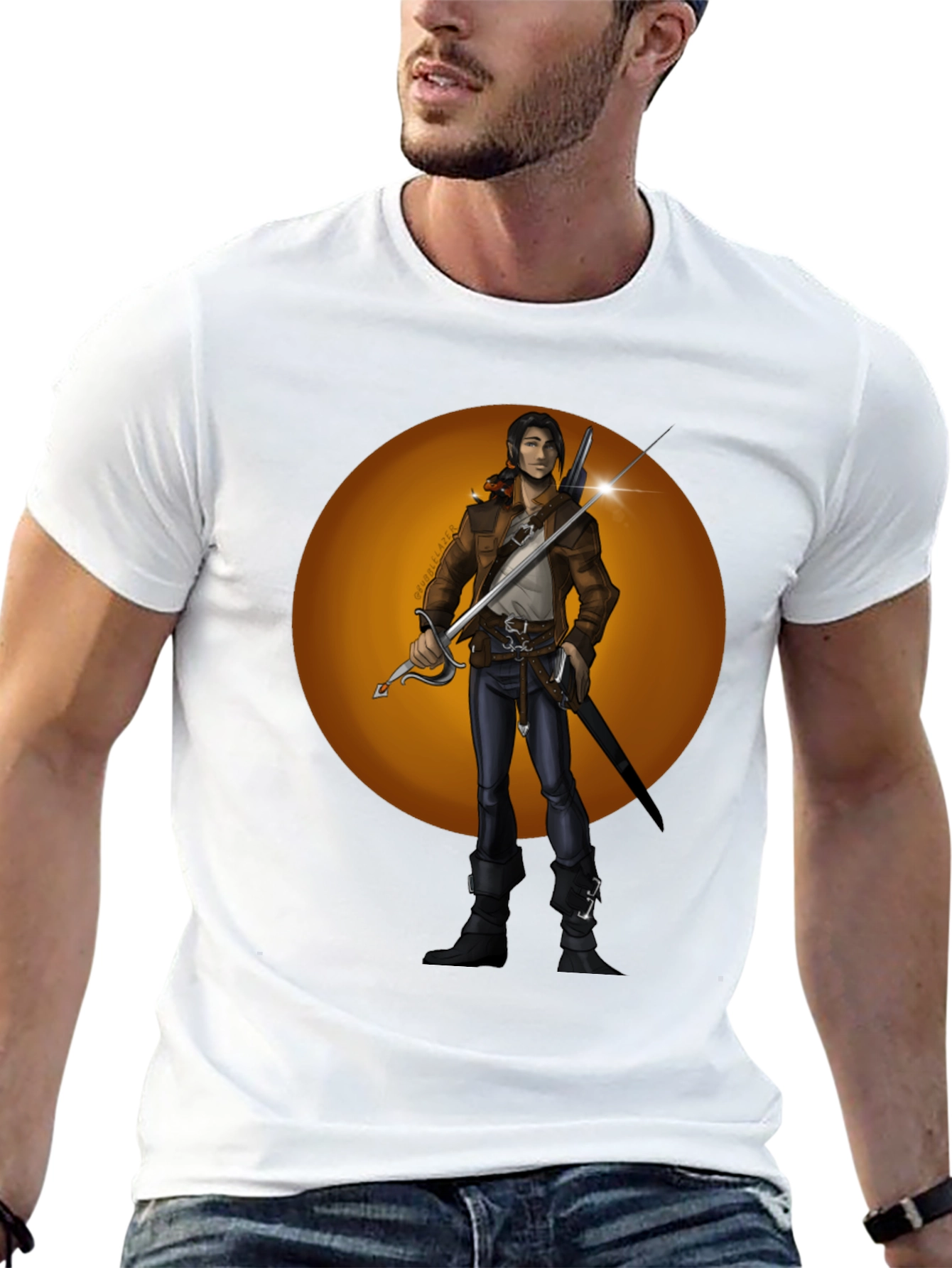 Fantasy Swordsman Graphic T-Shirt