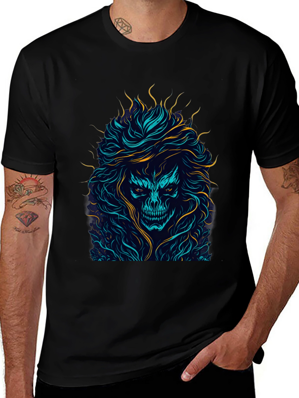 Skull Graphic Print Black T-Shirt