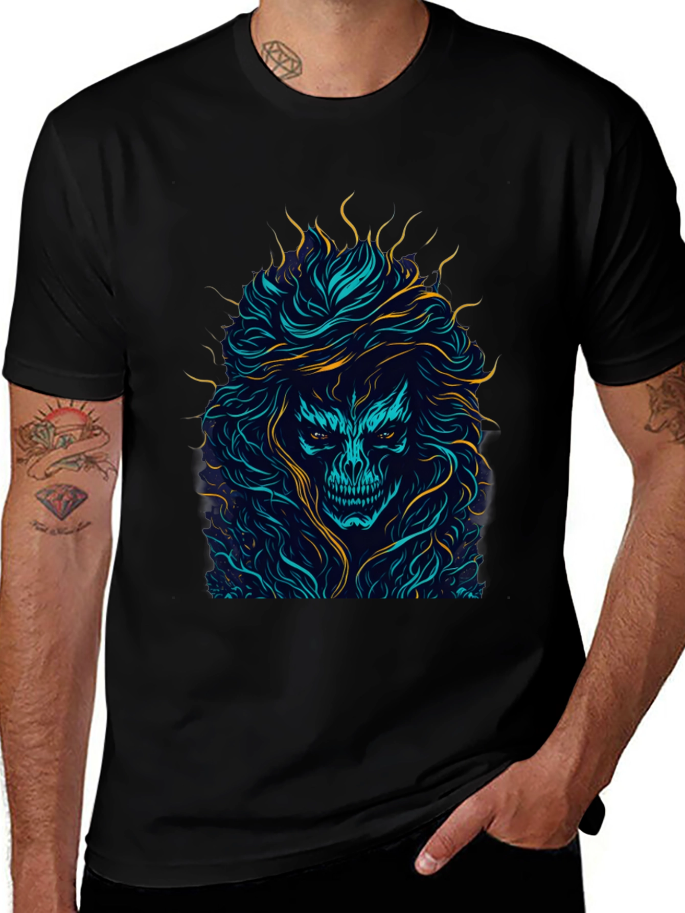 Skull Graphic Print Black T-Shirt