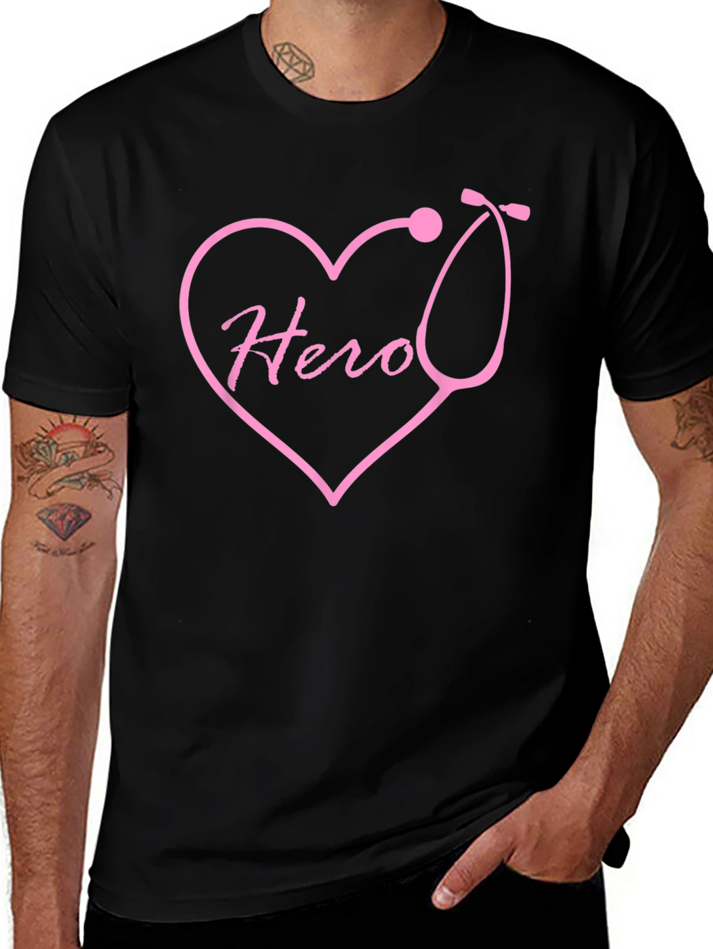 Hero Nurse Heart Stethoscope T-Shirt