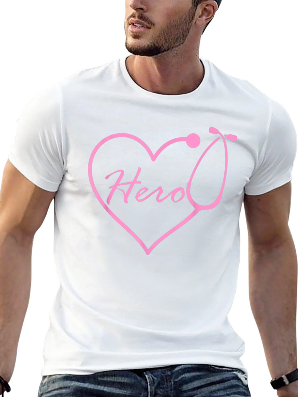 Hero Nurse Heart Stethoscope T-Shirt