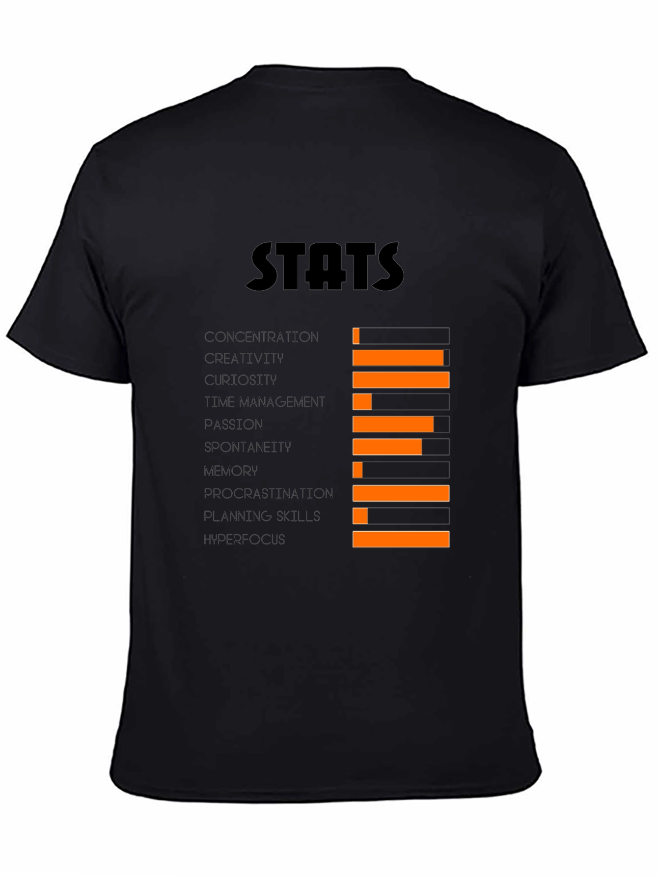 Stats Graphic T-Shirt - Black Cotton Tee