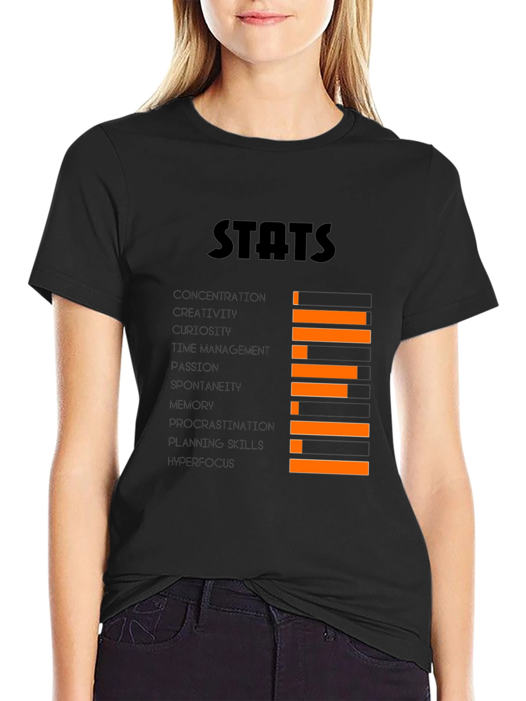 Stats Graphic T-Shirt - Black Cotton Tee
