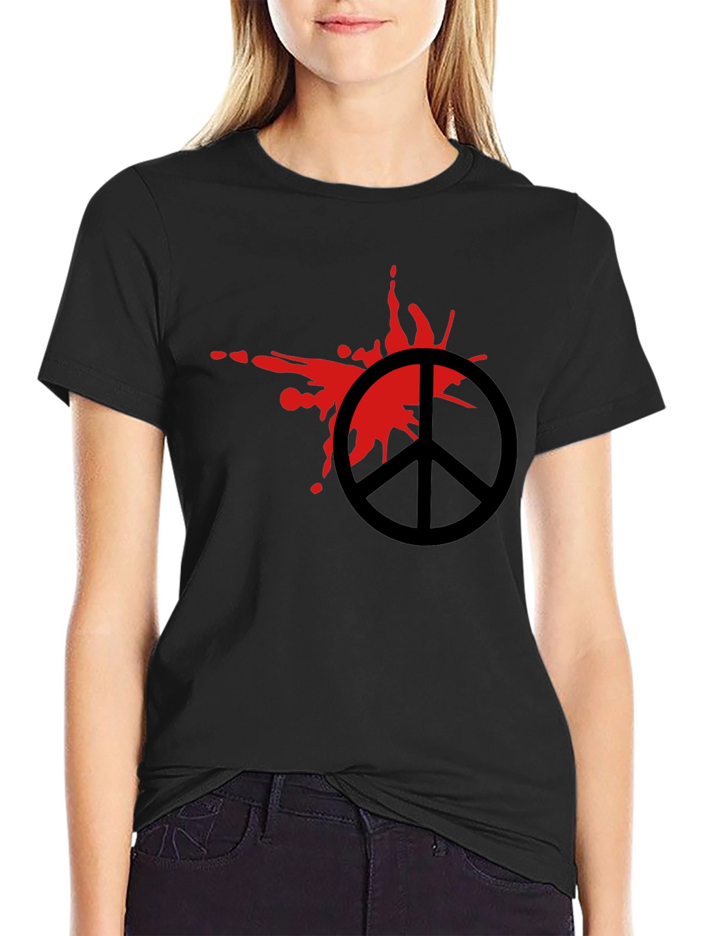 Peace Symbol Graphic Tee - Black
