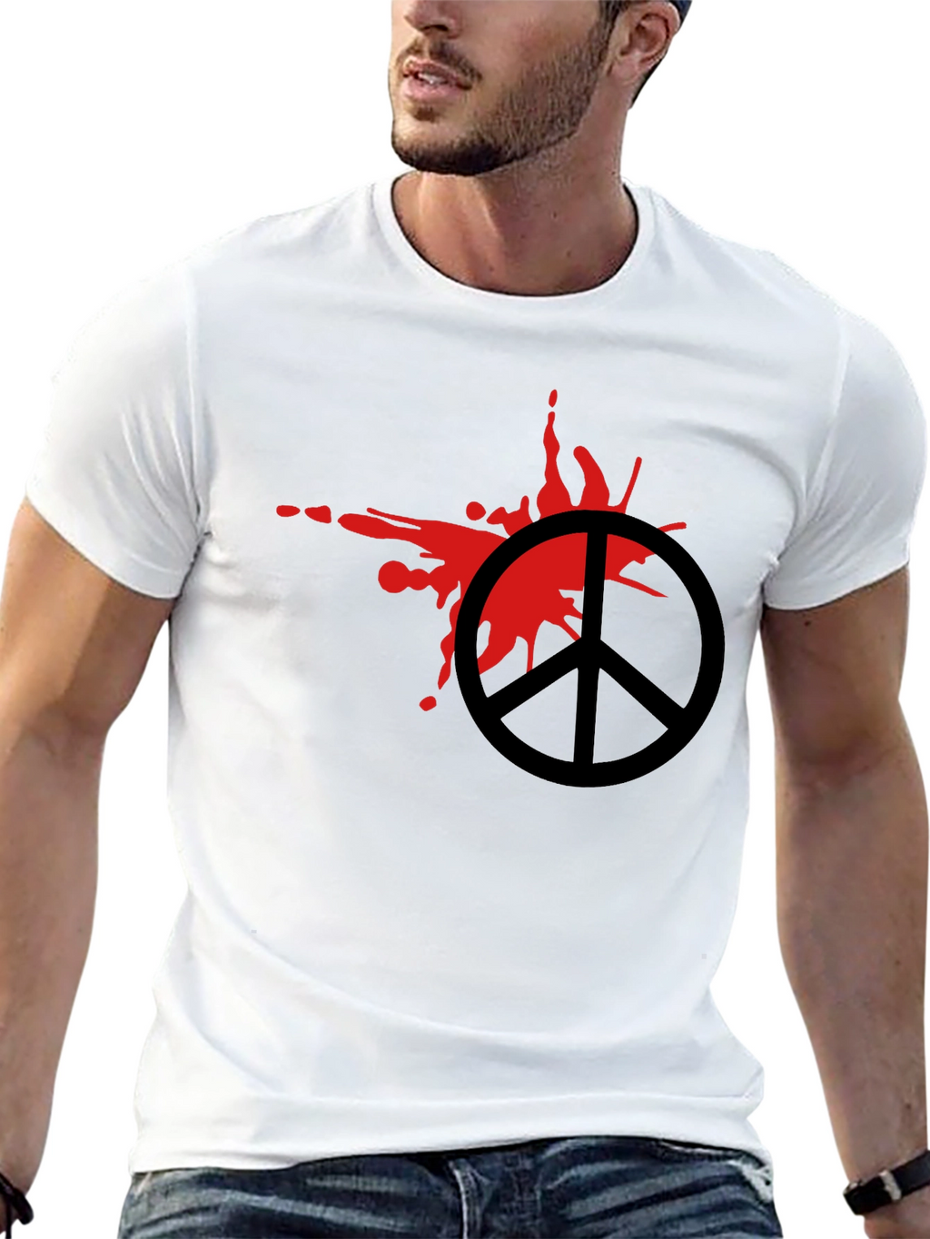 Peace Symbol Graphic Tee - Black