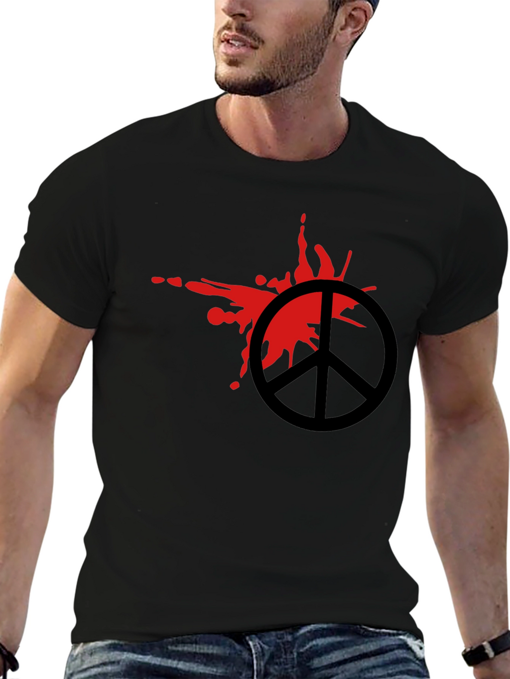 Peace Symbol Graphic Tee - Black