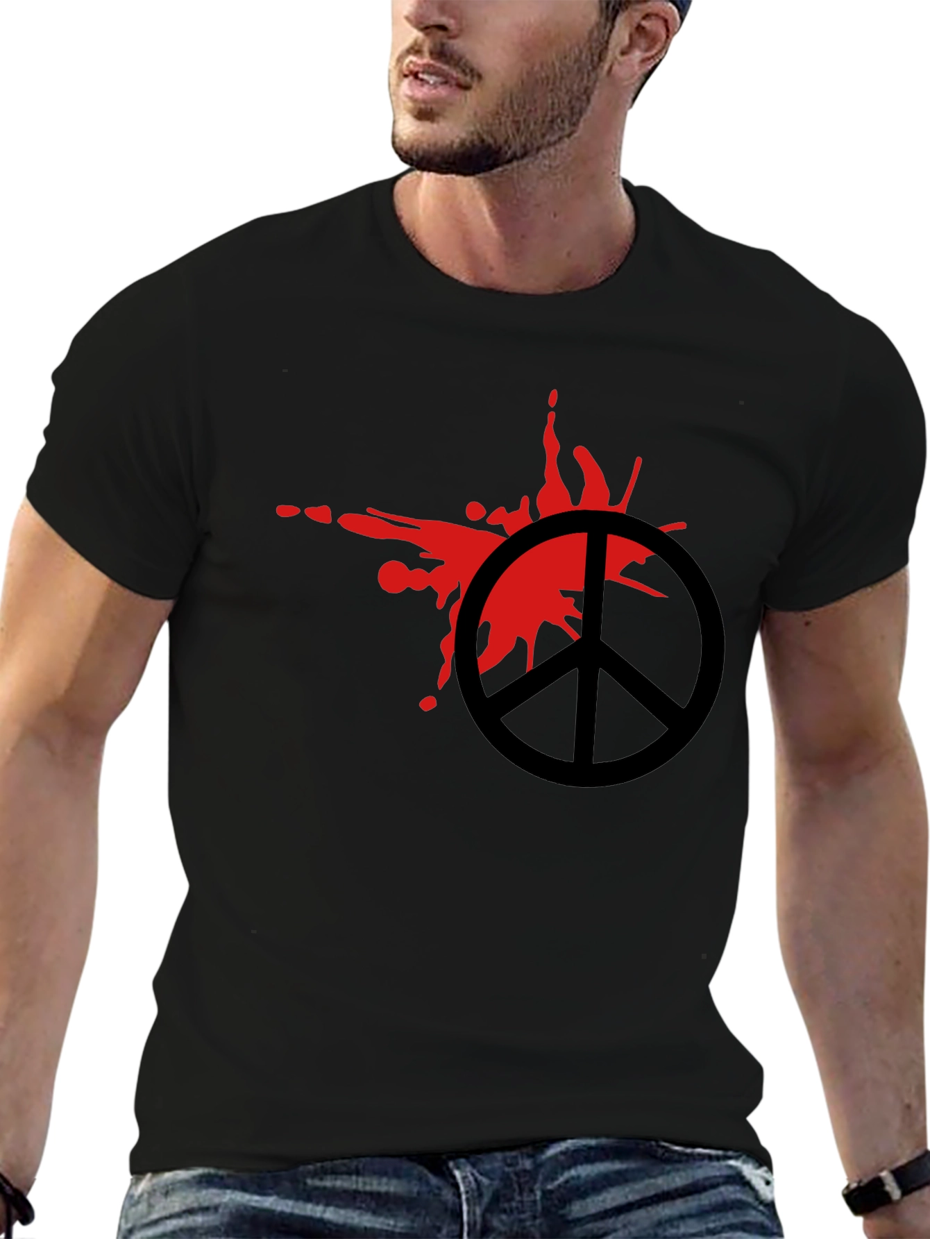 Peace Symbol Graphic Tee - Black