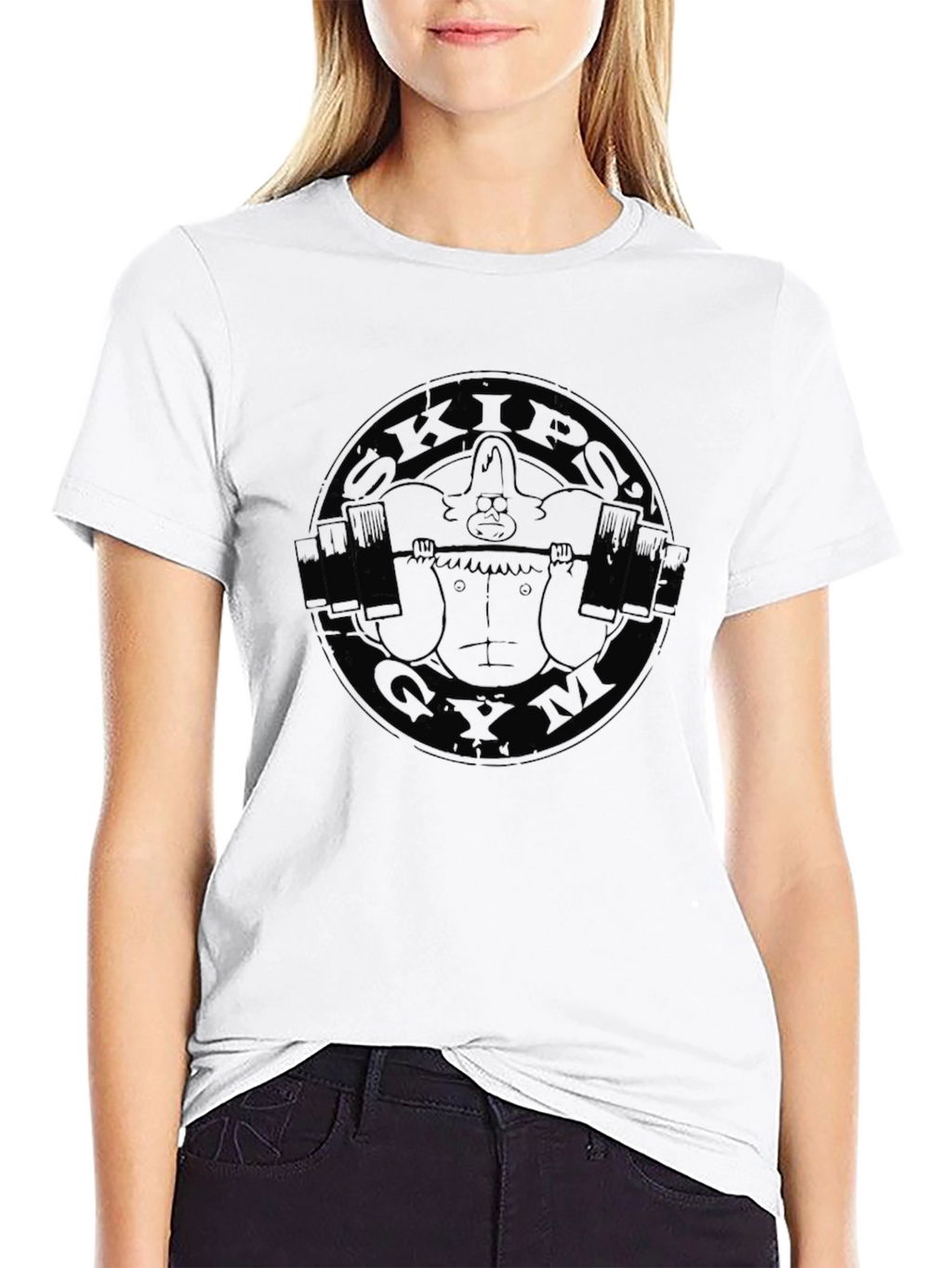 Skips Gym Black T-Shirt - Cartoon Style