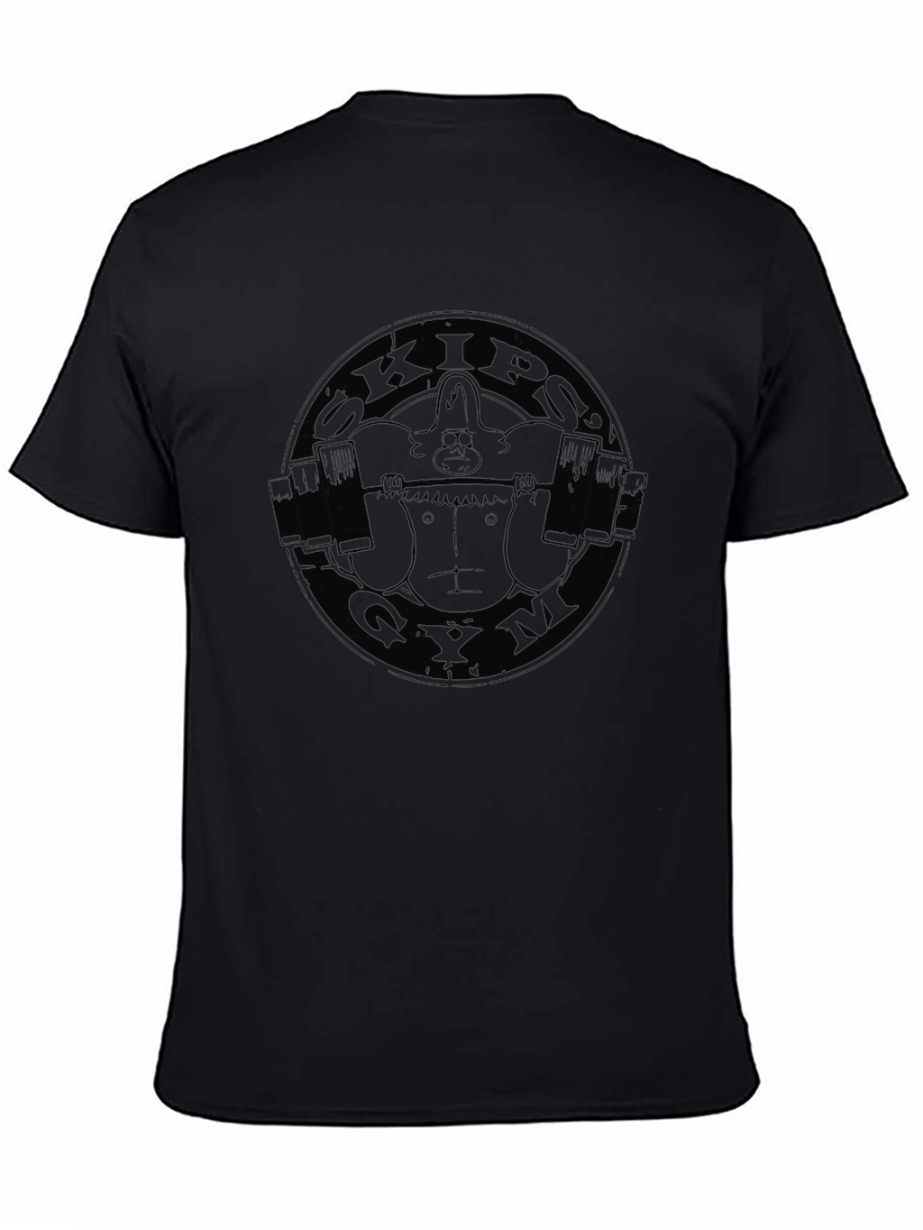Skips Gym Black T-Shirt - Cartoon Style